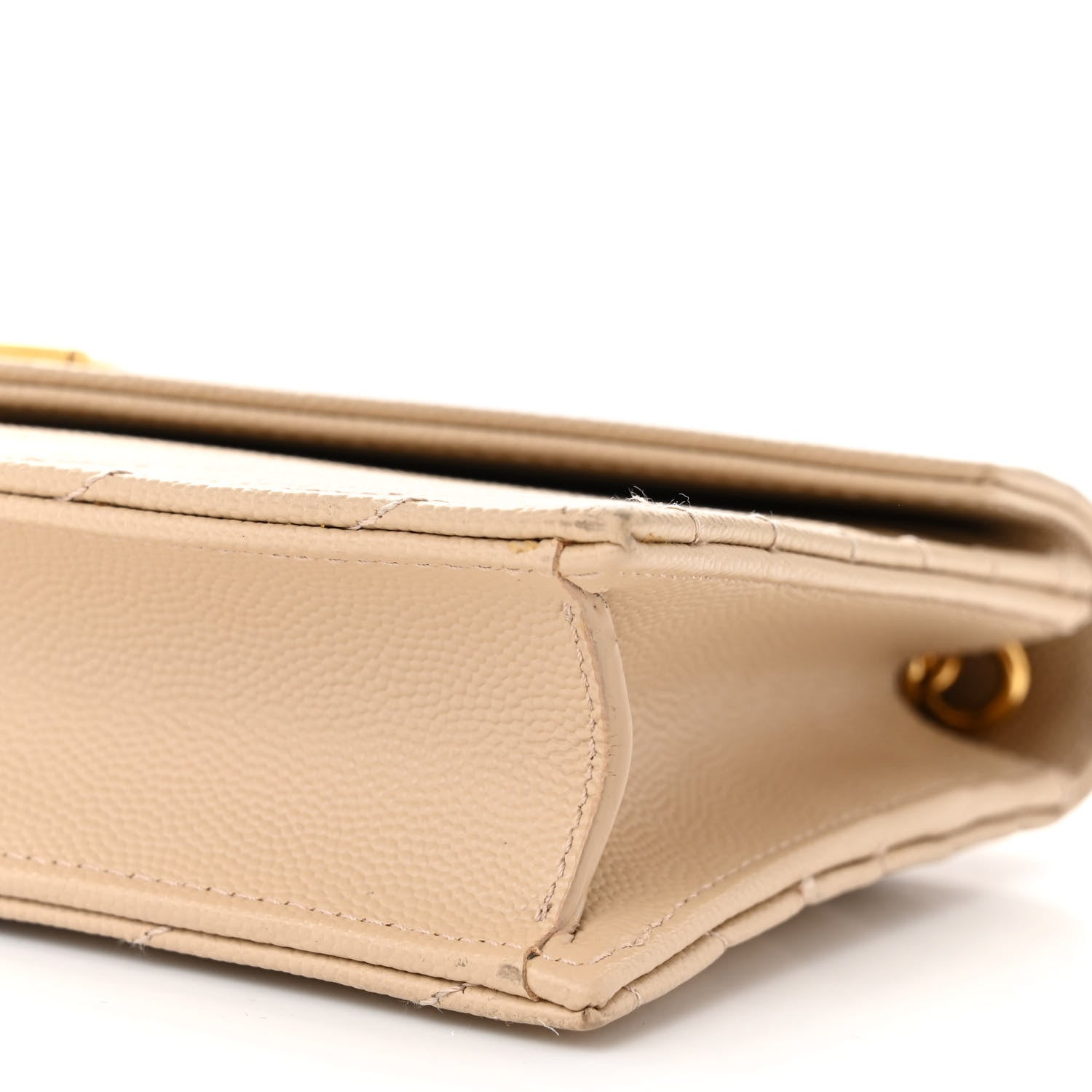 Saint Laurent Grain De Poudre Matelasse Chevron Monogram Envelope Chain Wallet Nude Powder 10 of 11