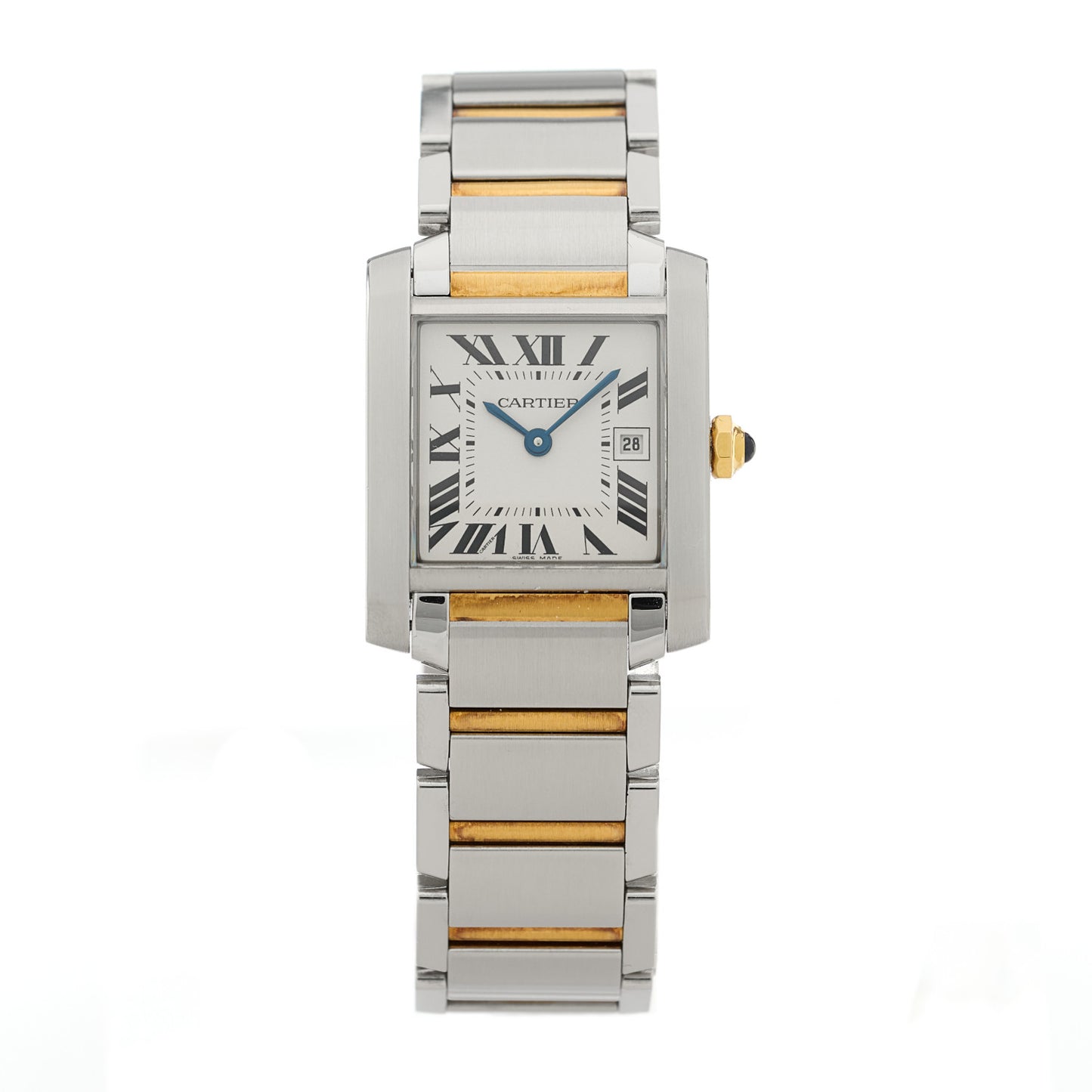 Stainless Steel 18K Yellow Gold 25mm Tank Francaise Quartz Watch