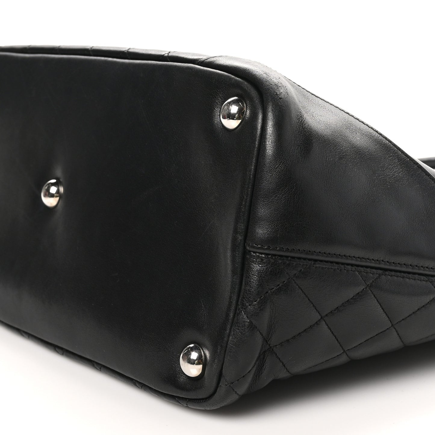 Calfskin Quilted Large Cambon Tote Black