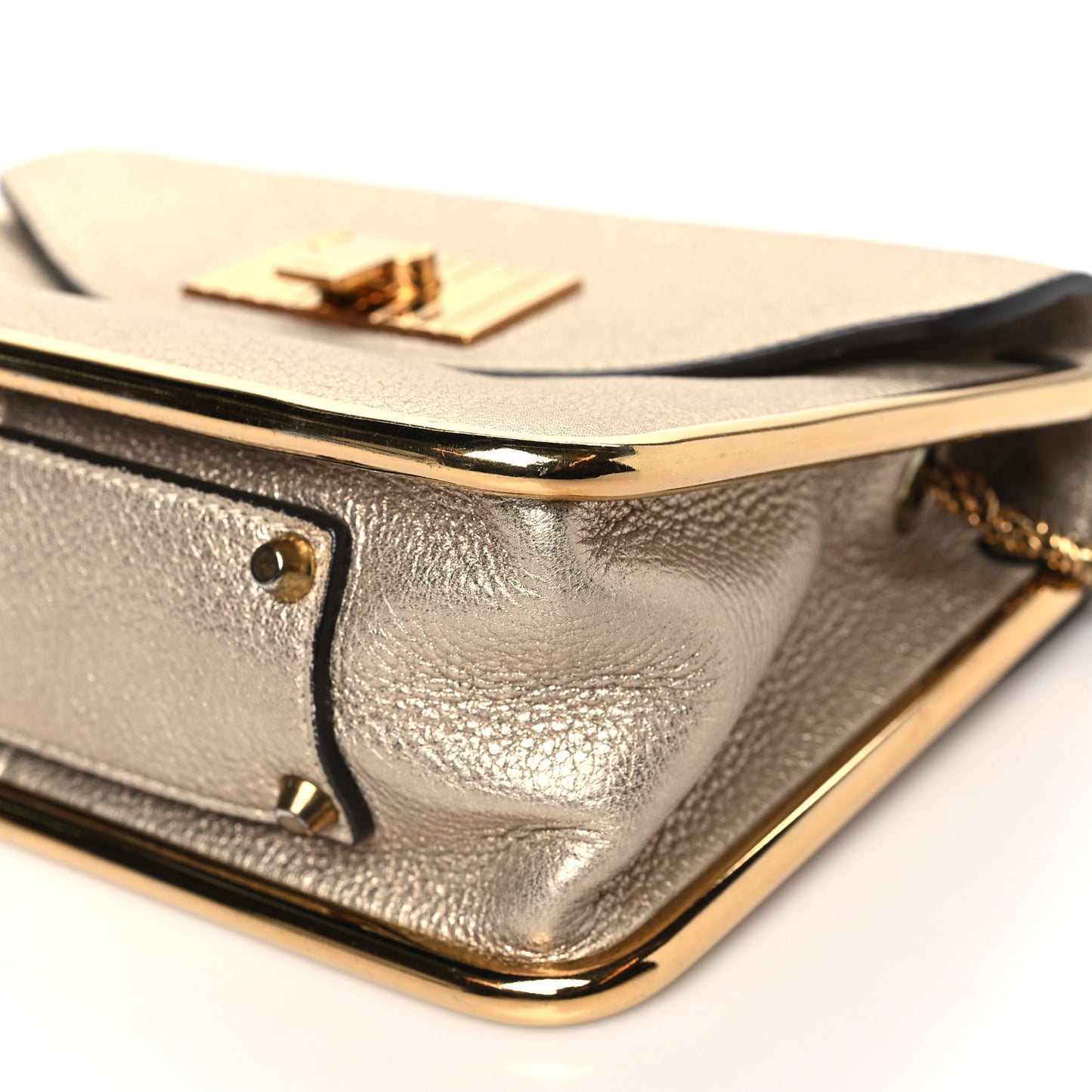 Metallic Calfskin Small Sally Flap Bag Gold