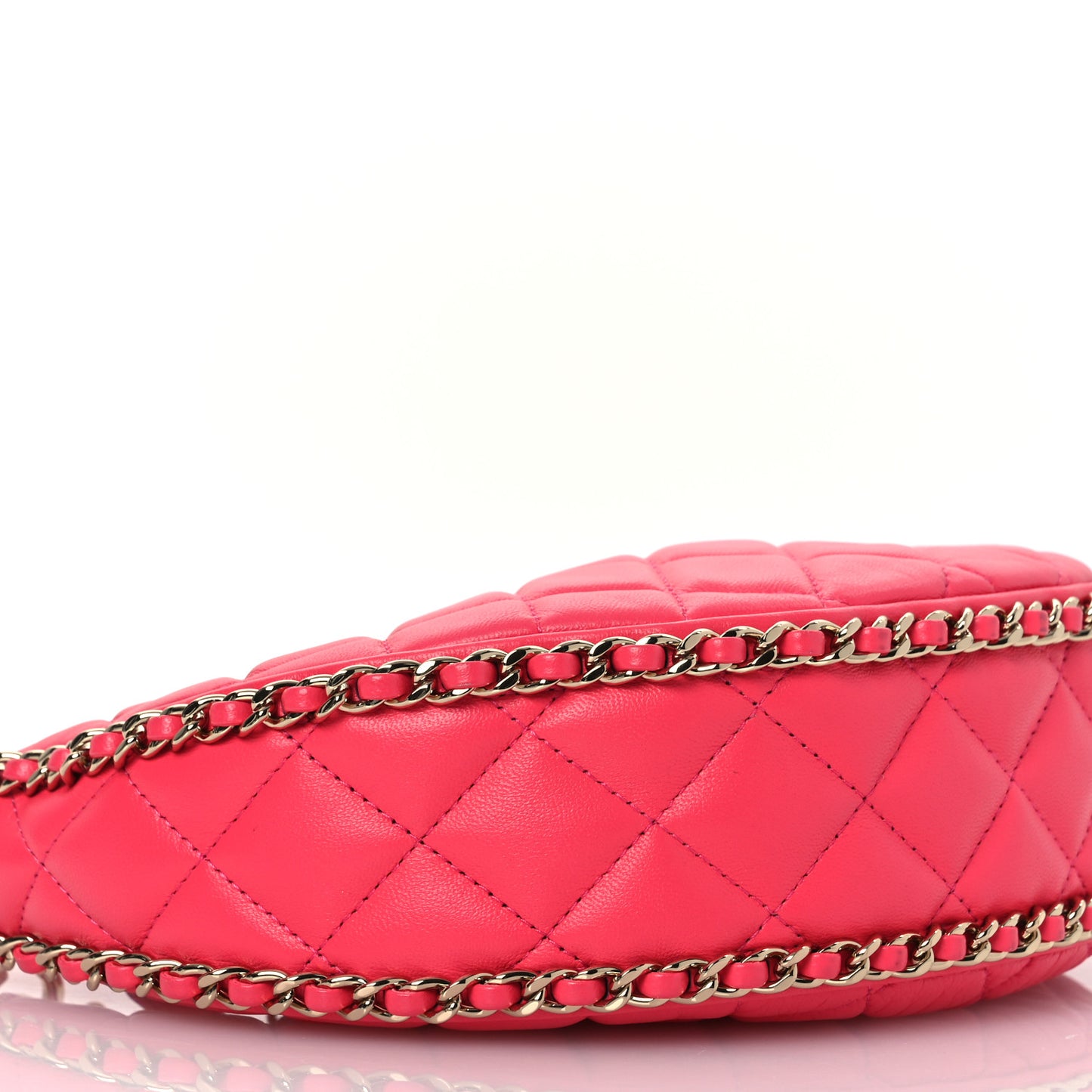 Lambskin Quilted Chain Around Hobo Pink