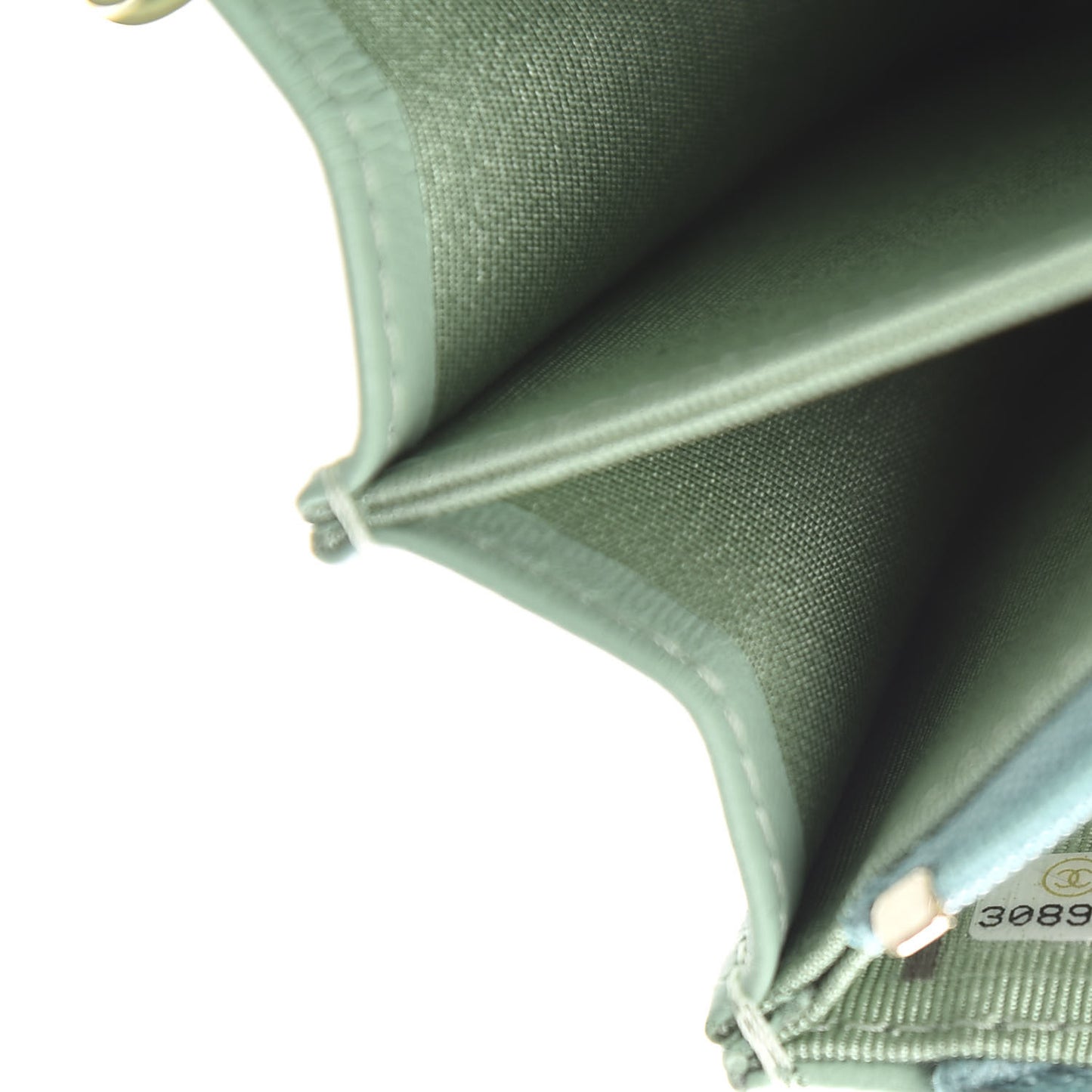 Lambskin Quilted Mini Wallet On Chain WOC Light Green