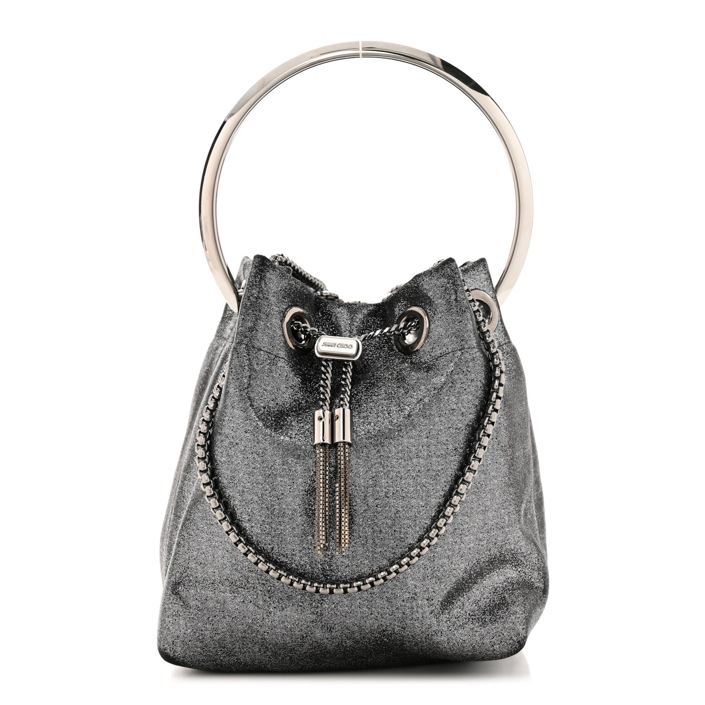 Metallic Fabric Bon Bon Bag Bucket Bag Silver