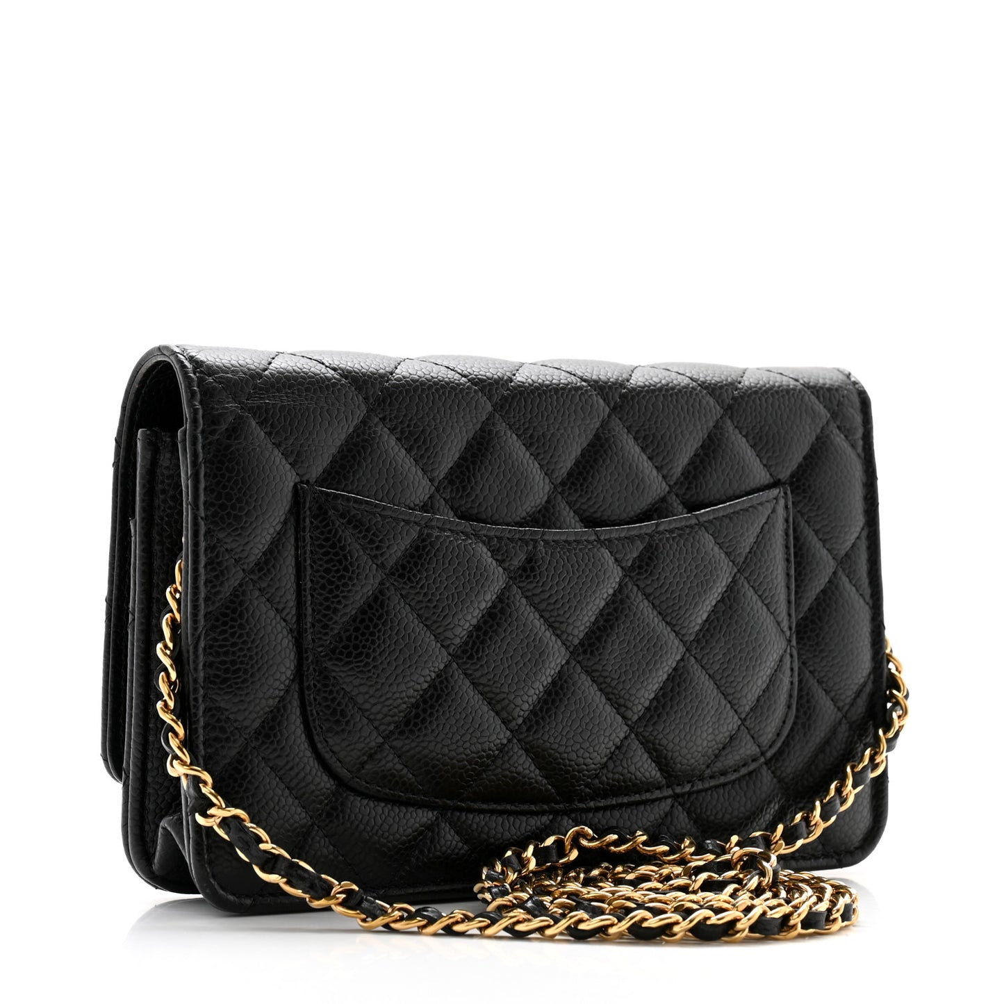 Caviar Quilted Wallet on Chain WOC Black