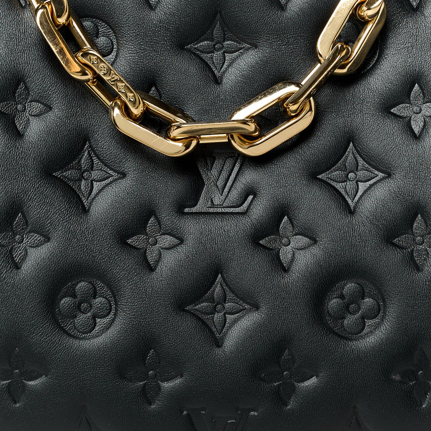 Lambskin Embossed Monogram Coussin PM Black