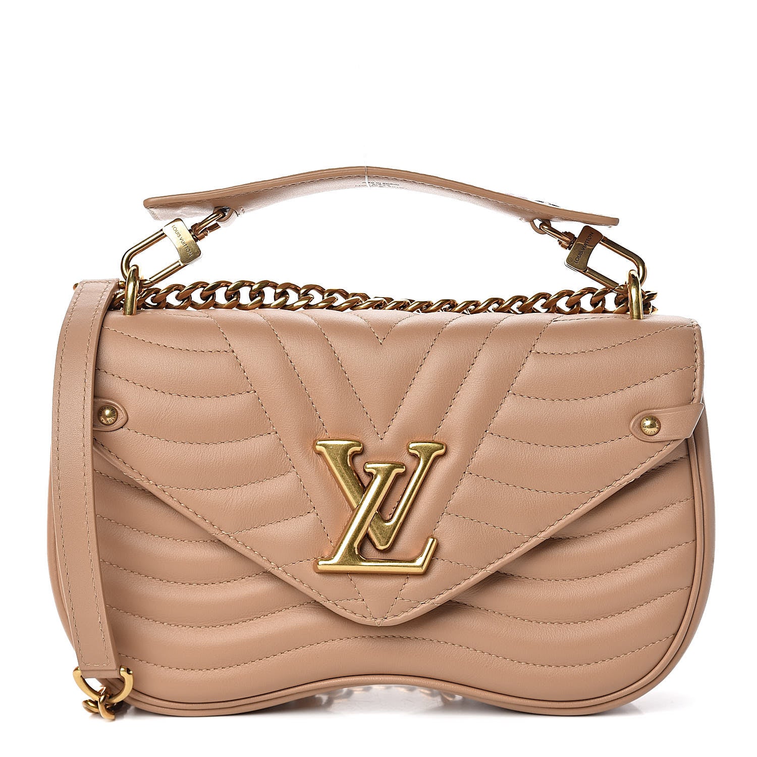 LOUIS VUITTON カレ モナコ ベージュ Louis Vuitton Calfskin New Wave Chain MM Noisette 457719