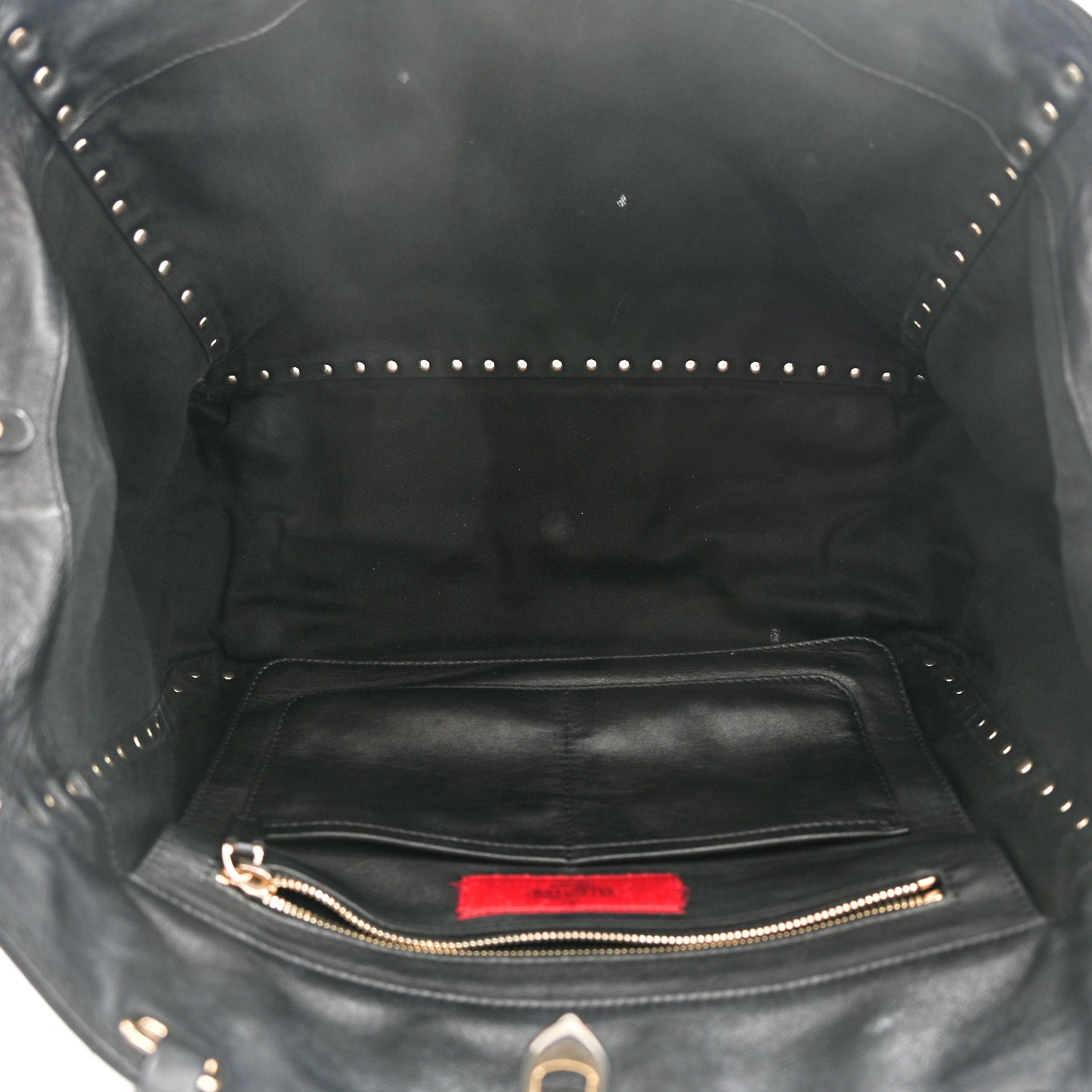 Vitello Medium Rockstud Tote Black