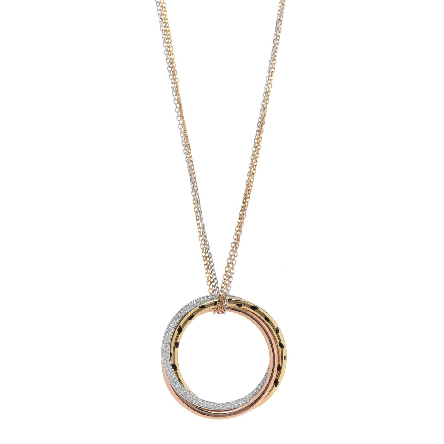 18K Pink Yellow White Gold Diamond Trinity Panthère De Cartier Pendant Necklace