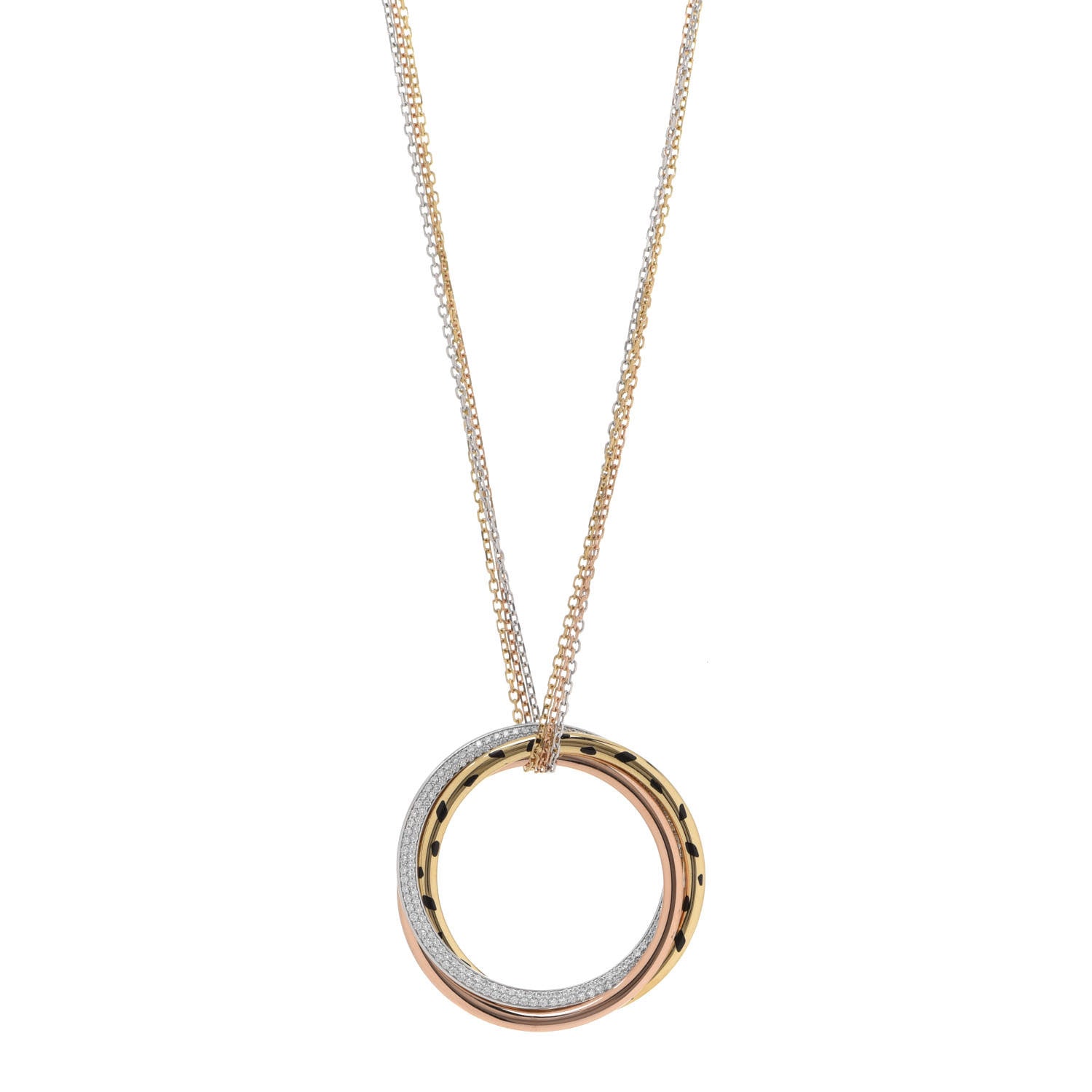 Cartier 18K Pink Yellow White Gold Diamond Trinity Panthère De Cartier Pendant Necklace 1 of 8