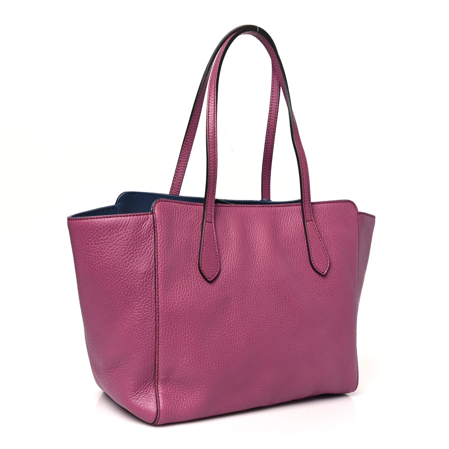 Dollar Calfskin Small Swing Tote Peonia Flower Washed Blue