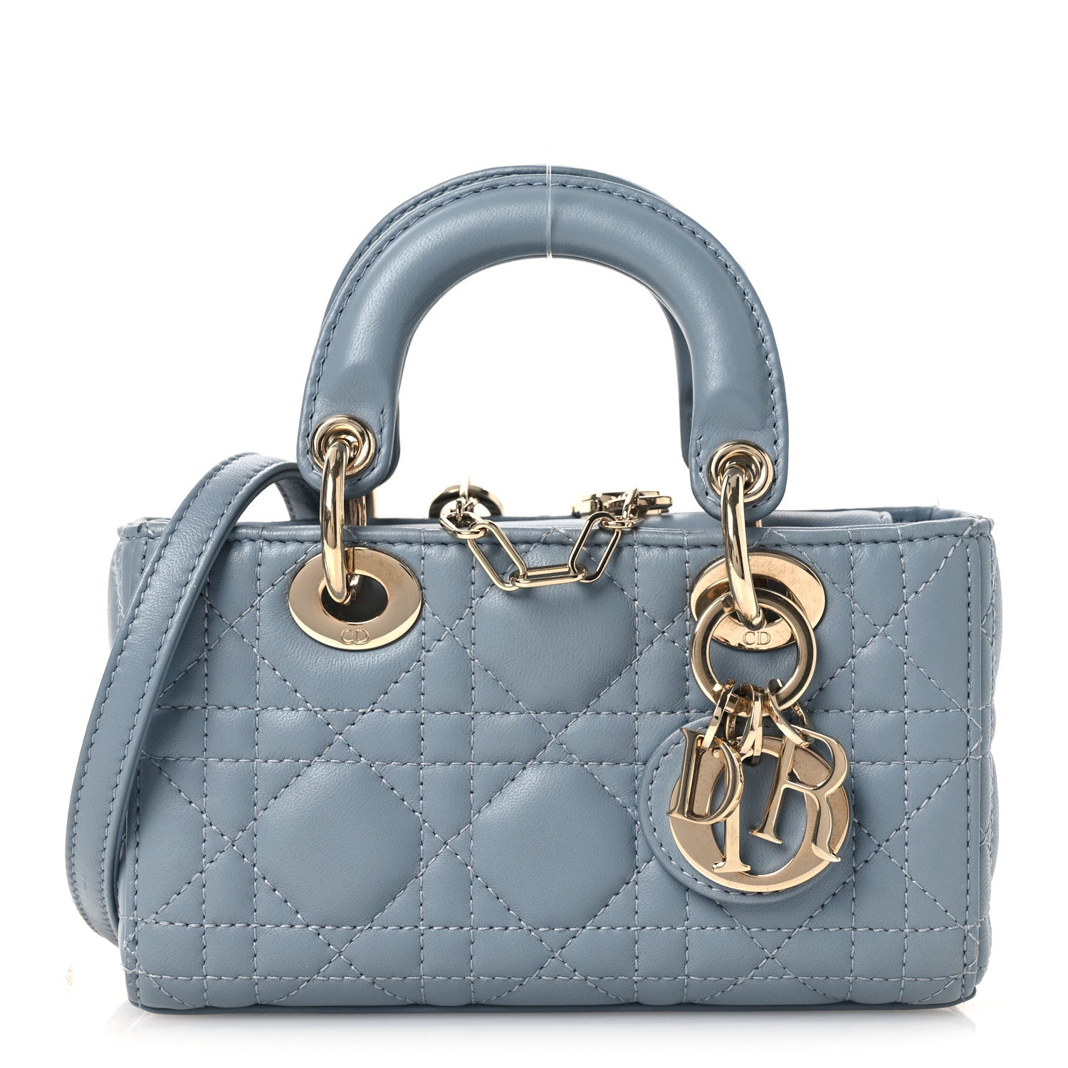 Christian Dior Lambskin Cannage Micro Lady D-Joy Cloud Blue