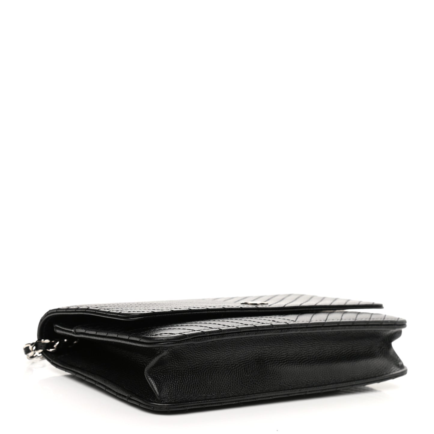 Caviar Chevron Quilted Wallet On Chain WOC Black