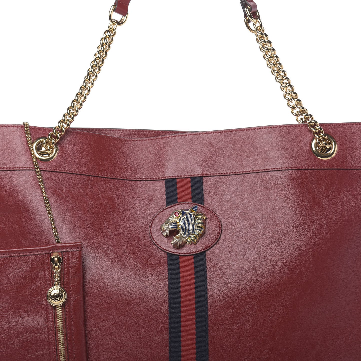 Calfskin Large Rajah Chain Tote Romantic Cherry