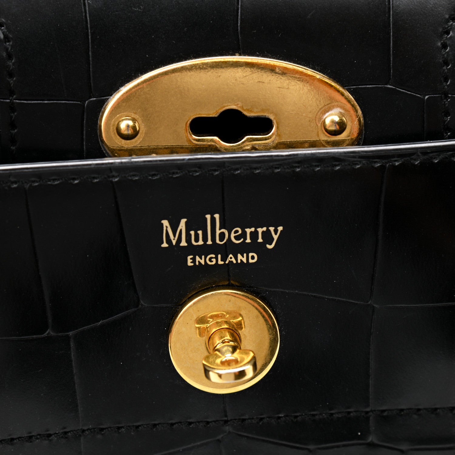Mulberry Crocodile Embossed Calfskin Bayswater Black 7 of 11