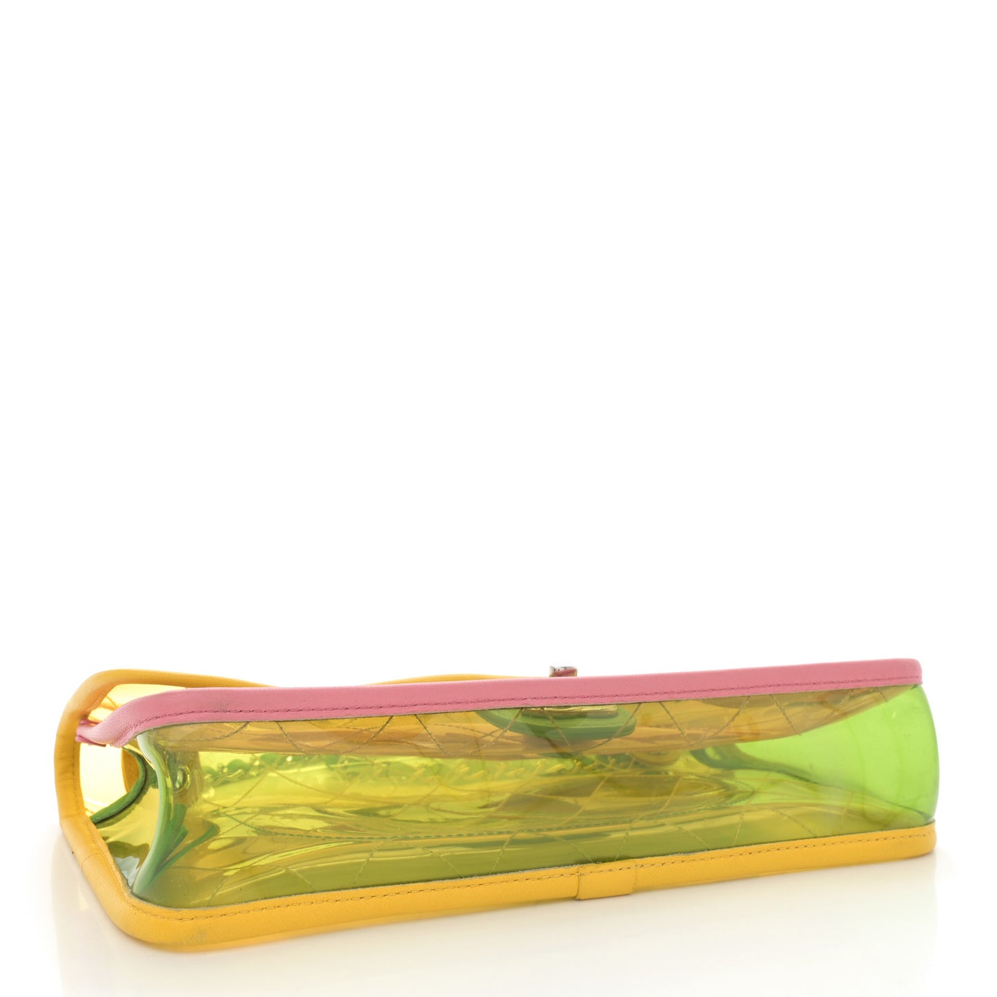 PVC Lambskin Stitched Medium Coco Splash Flap Yellow Green Pink