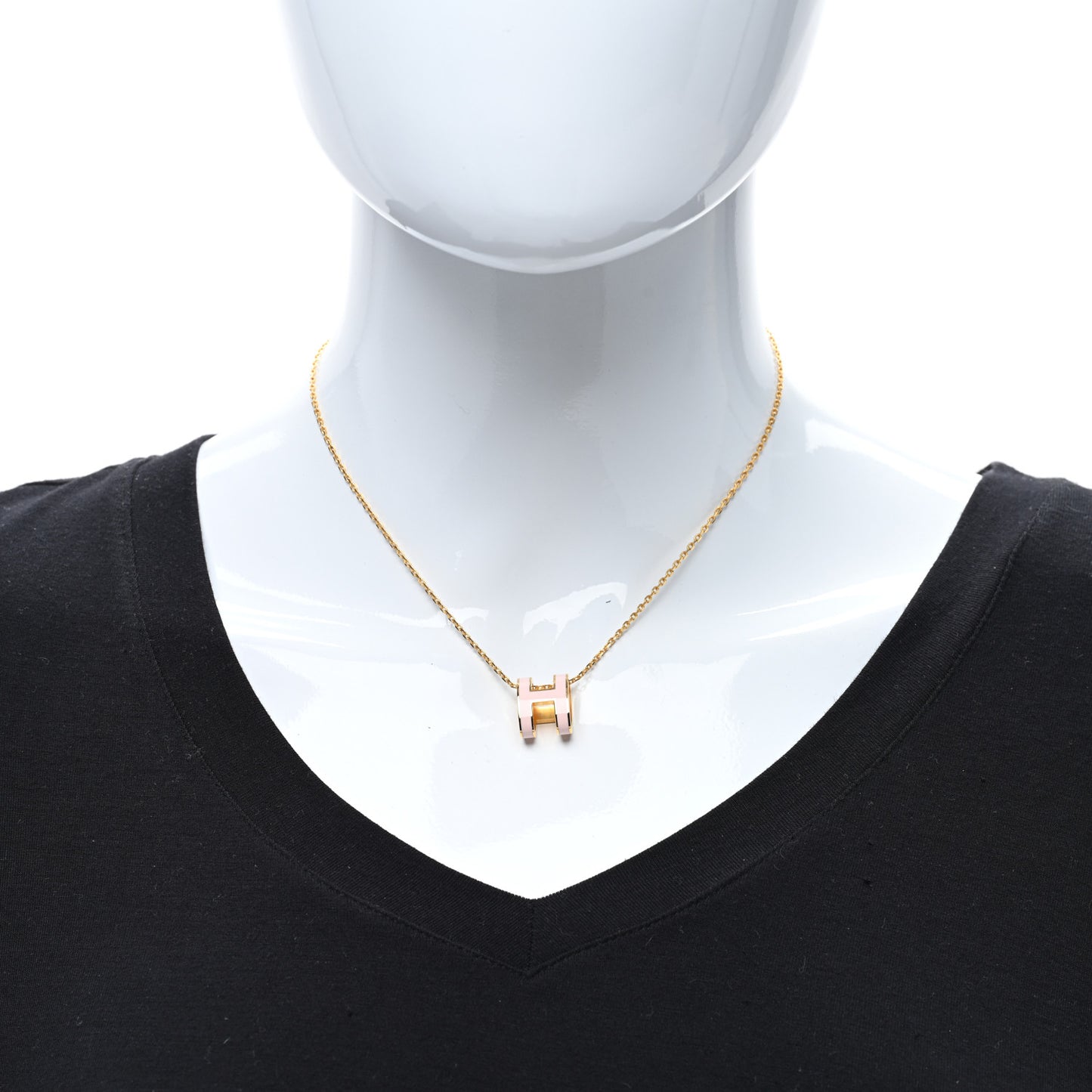 Lacquered Rose Gold Pop H Pendant Necklace Rose Dragee