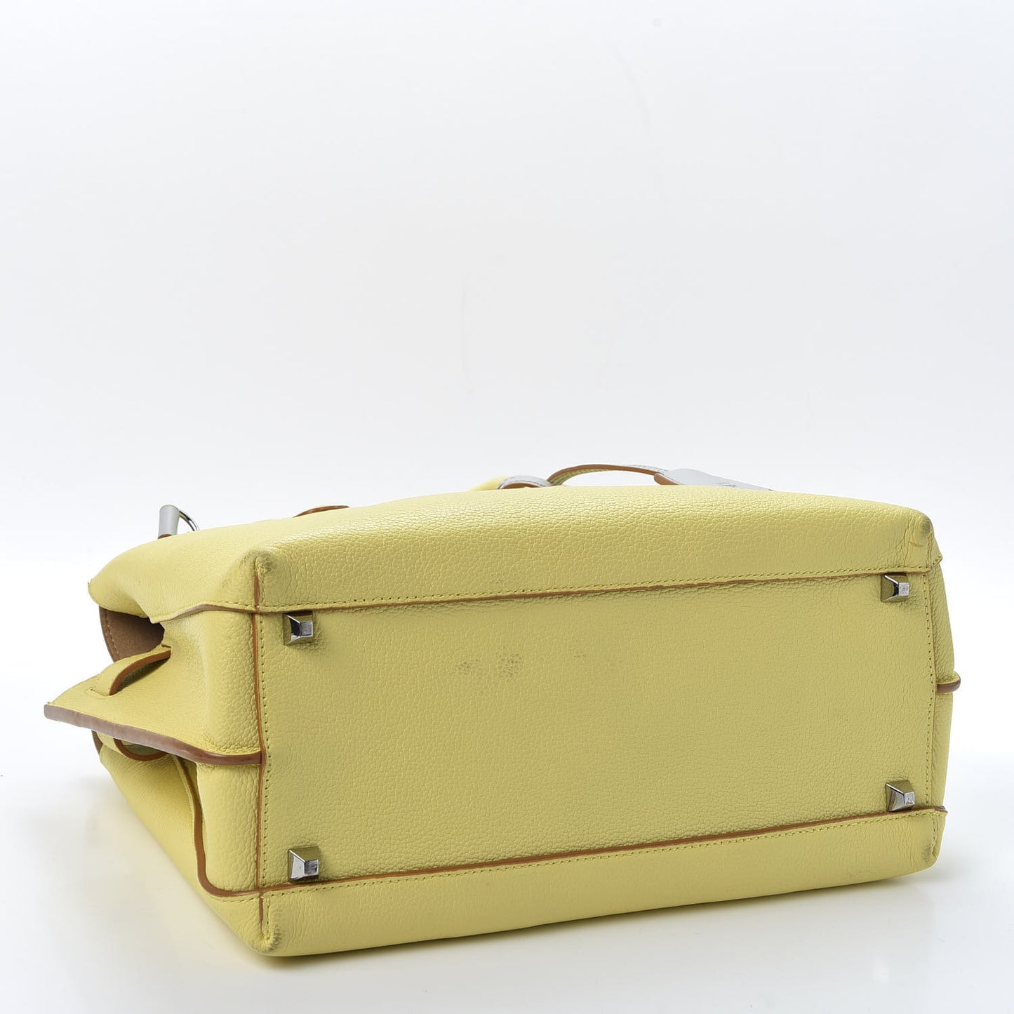 Grained Calfskin Medium Milla Tote Custard Yellow