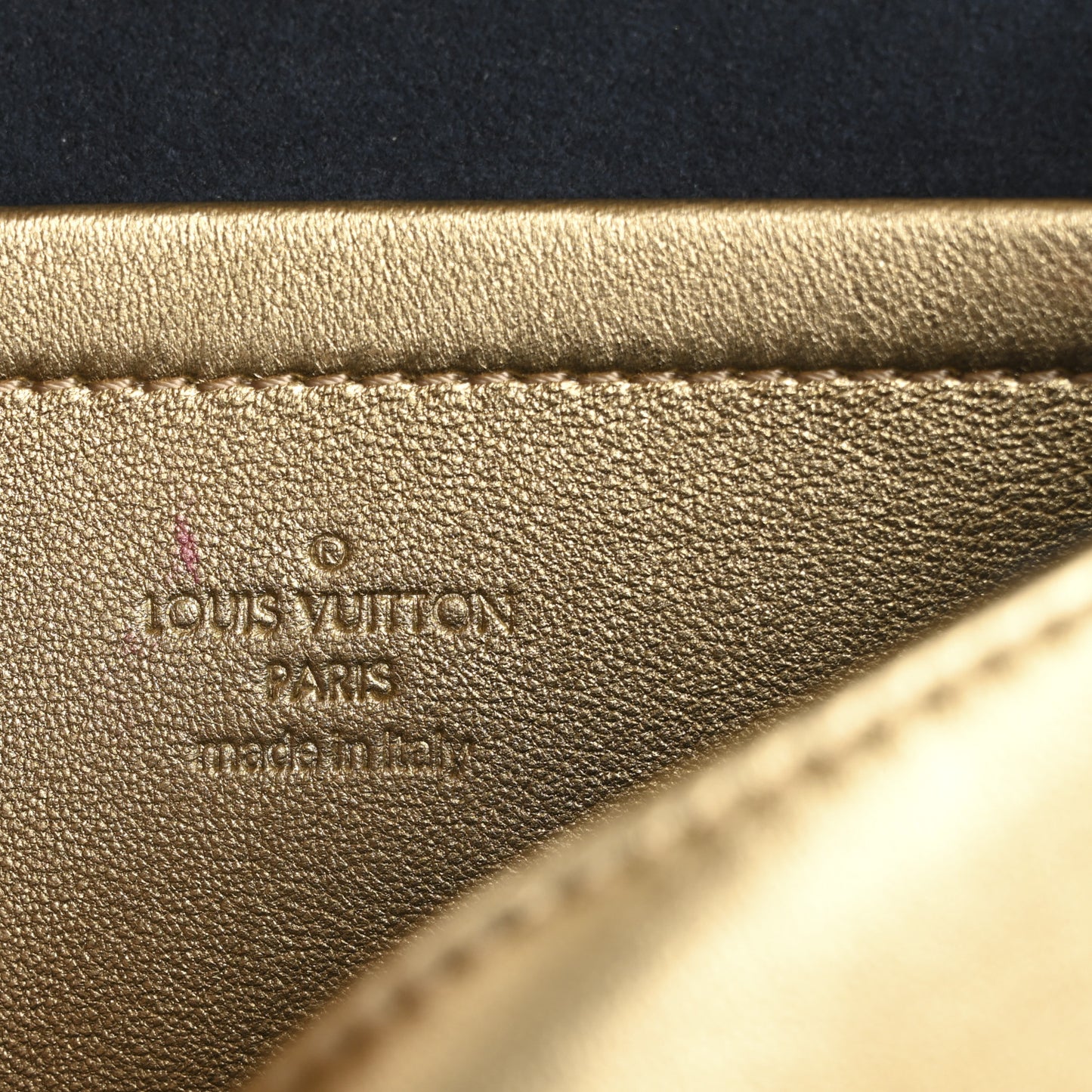 Metallic Lambskin Embossed Monogram Pochette Coussin Gold