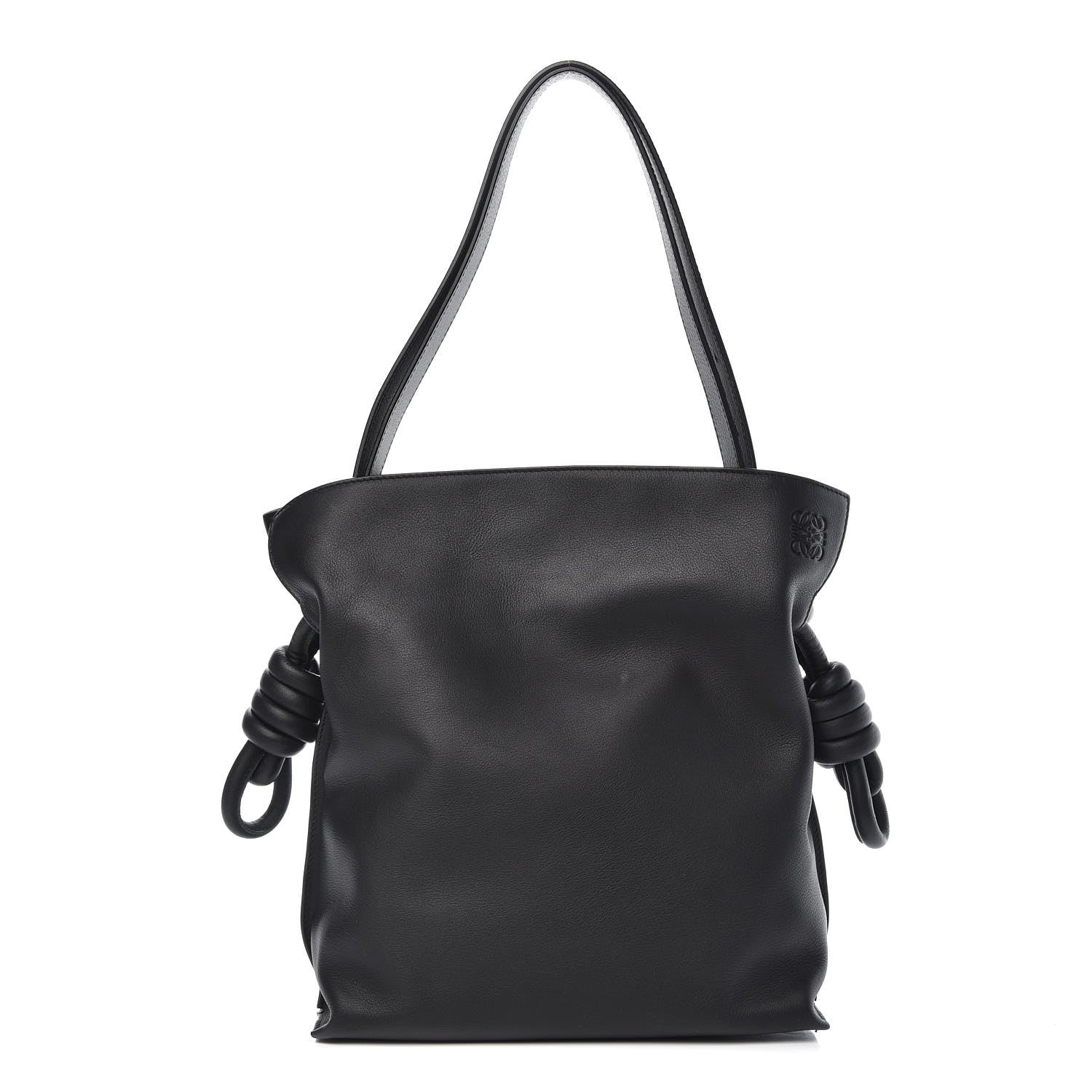 Loewe Calfskin Flamenco Knot Bag Black 348554 – FASHIONPHILE
