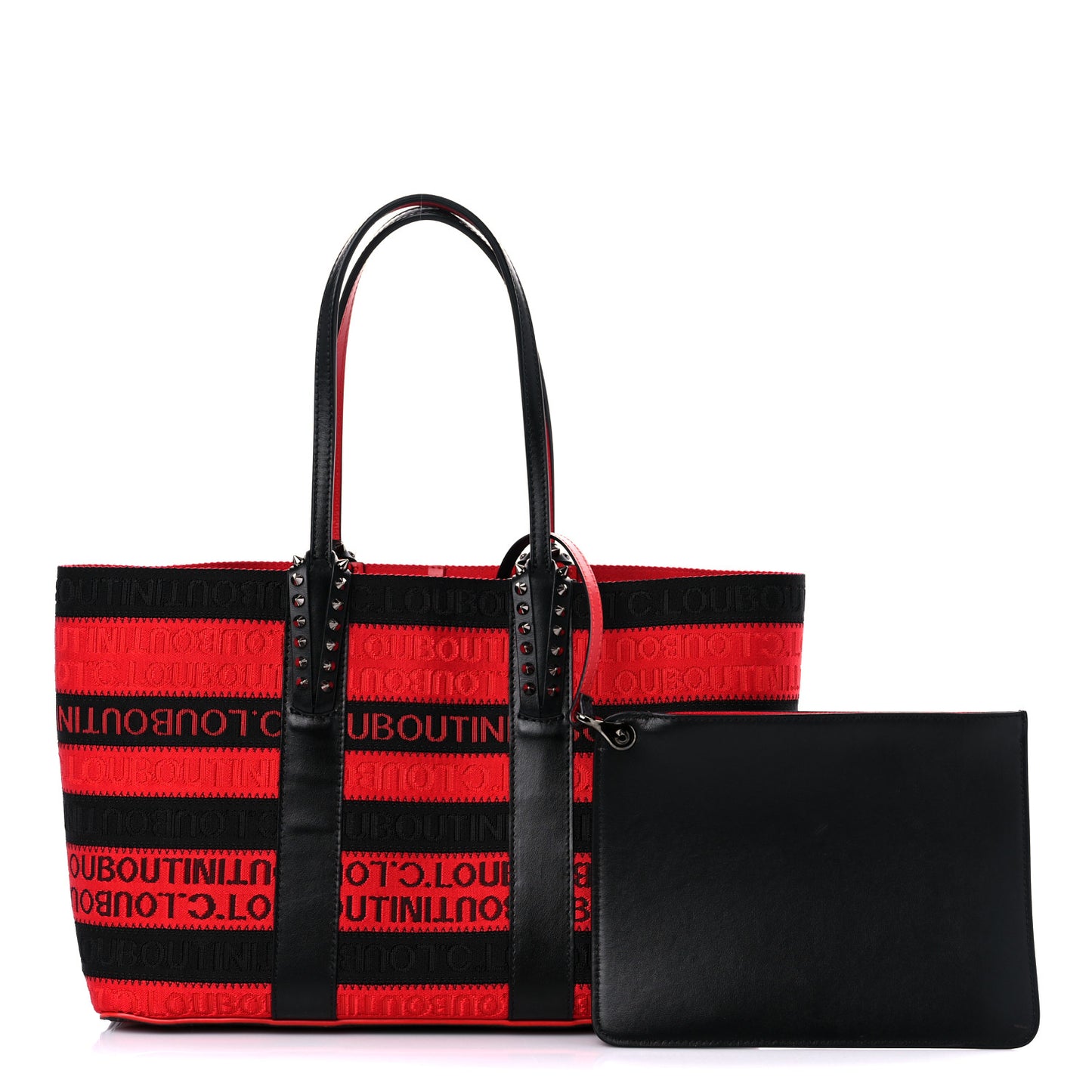 Canvas Spikes East West Cabata Tote Red Black