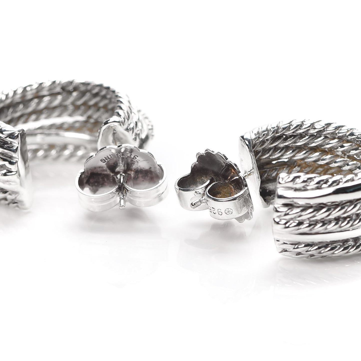 Sterling Silver Diamond 11mm Crossover Cable Hoop Earrings