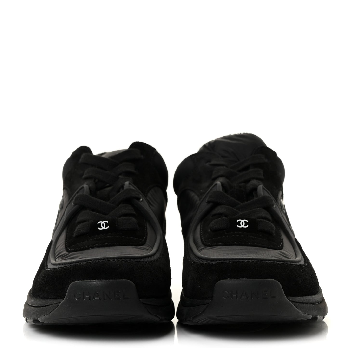 Nylon Calfskin Suede CC Sneakers 37 Black
