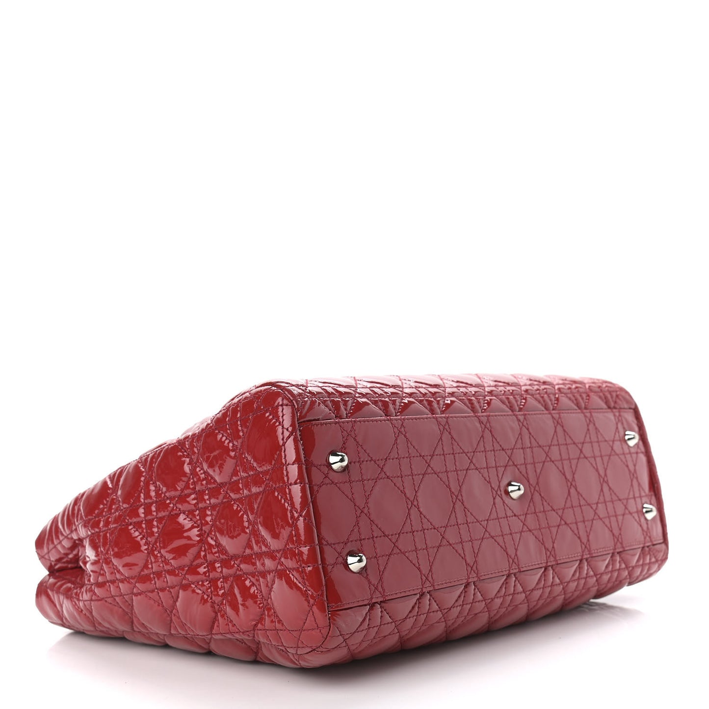 Patent Cannage Large Dior Soft Shopping Tote Red