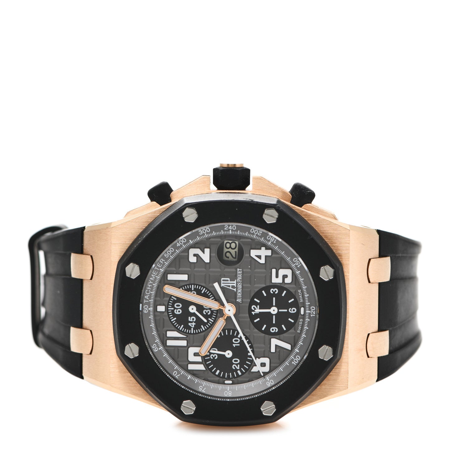 18K Rose Gold Rubber 42mm Royal Oak Offshore Chronograph Automatic Watch Black 25940OK.OO.D002CA.01