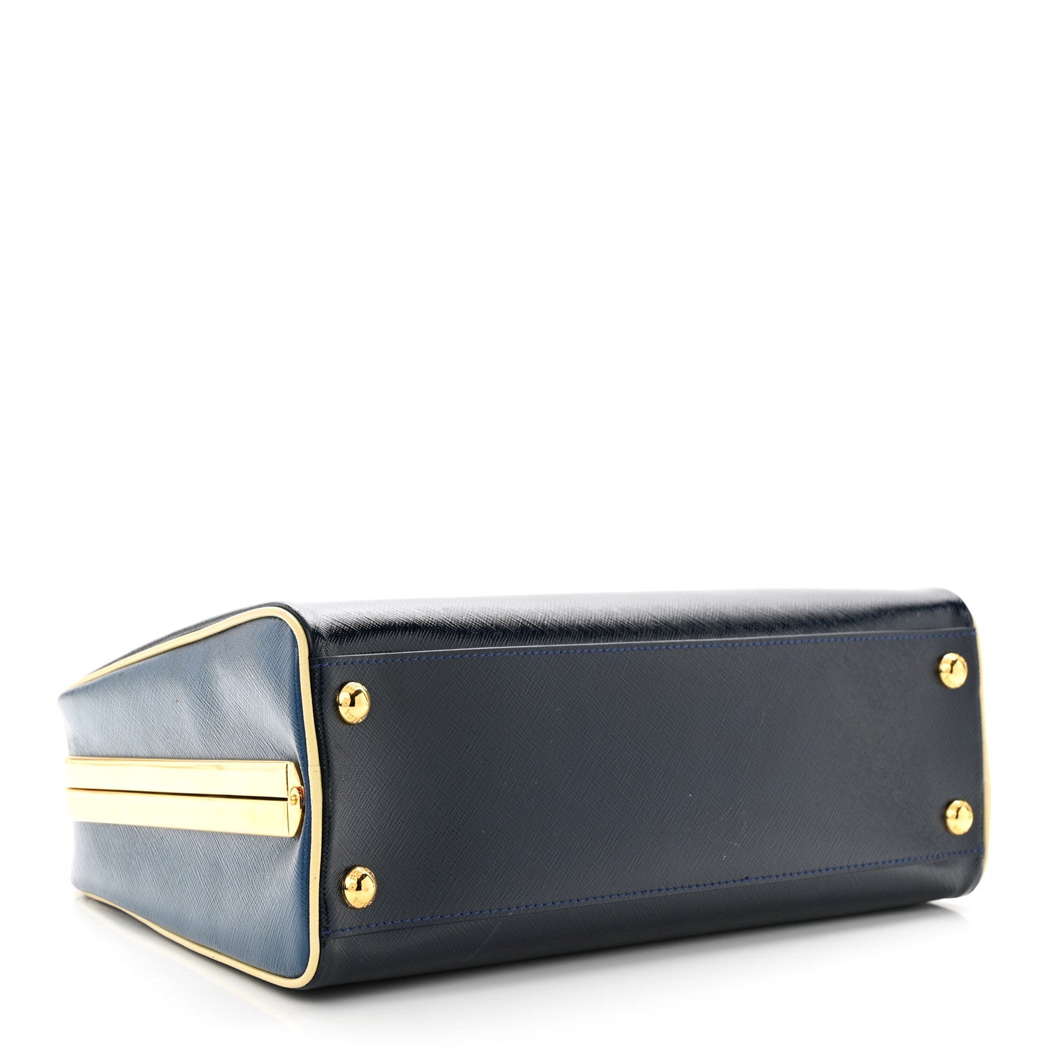 Prada Saffiano Vernice Pyramid Bag Black Bluette 4 of 14