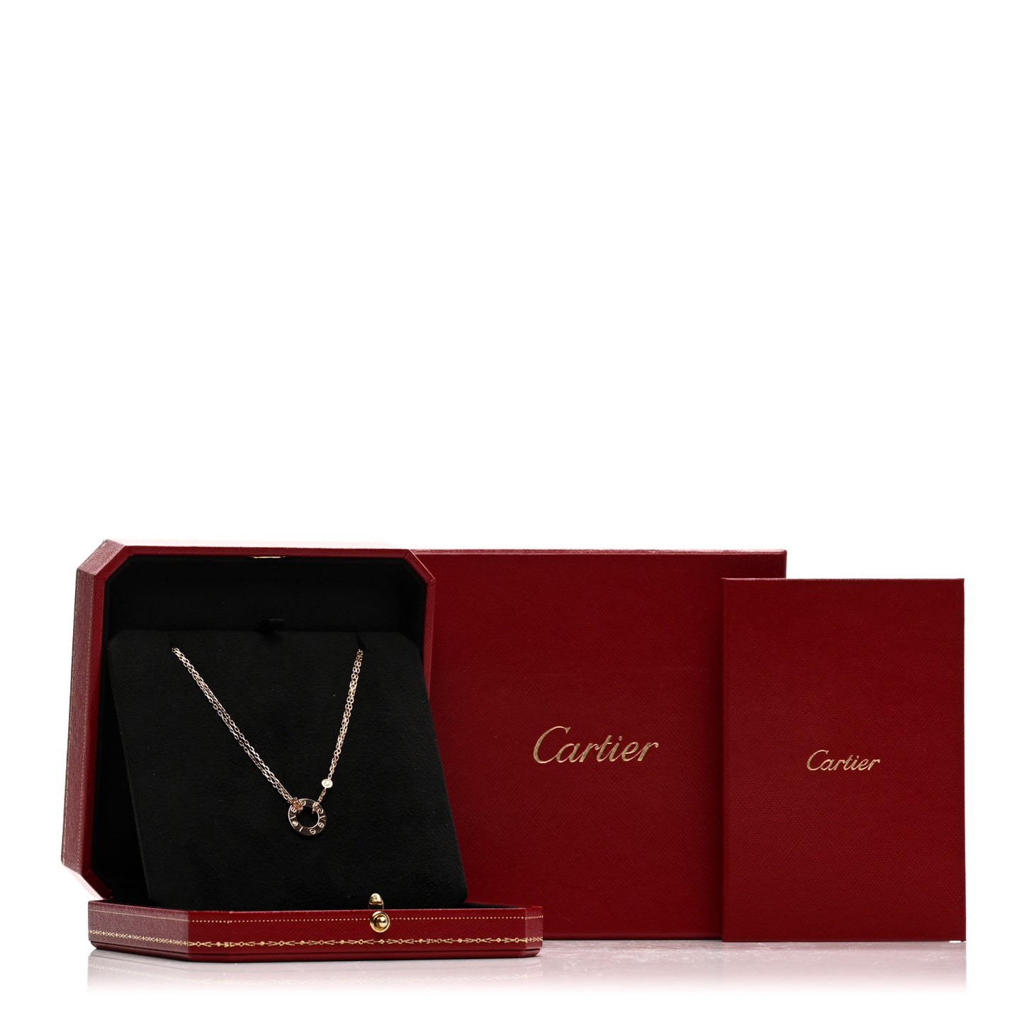 18K Pink Gold 2 Diamond LOVE Necklace
