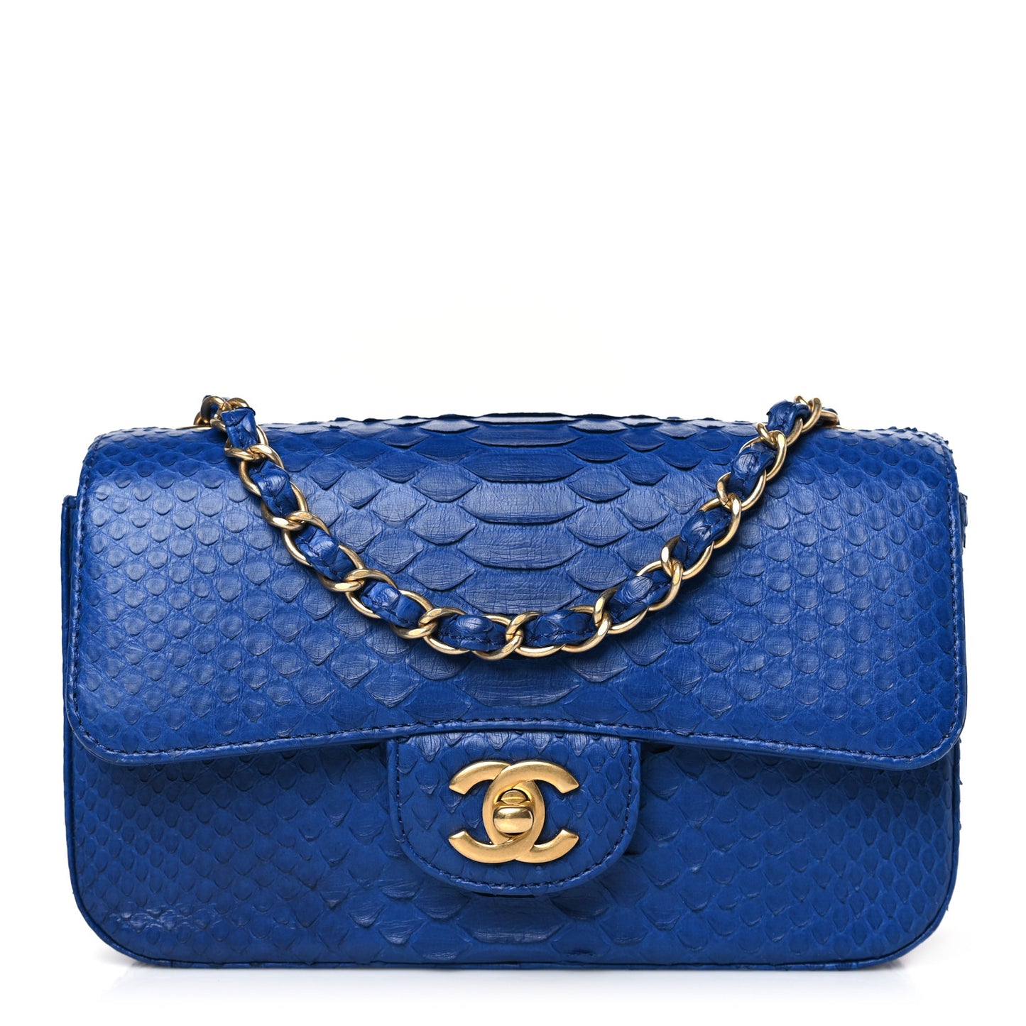 Snakeskin Mini Rectangular Flap Blue