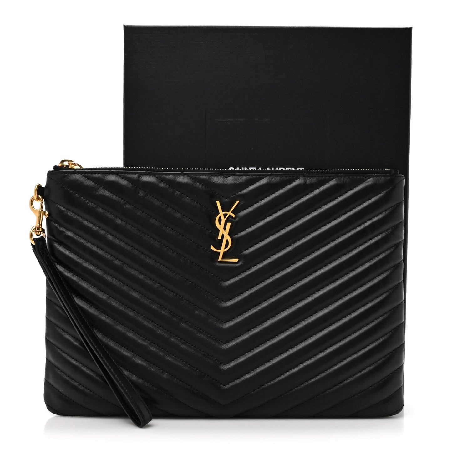 Calfskin Matelasse Monogram Cassandre Tablet Pouch Black