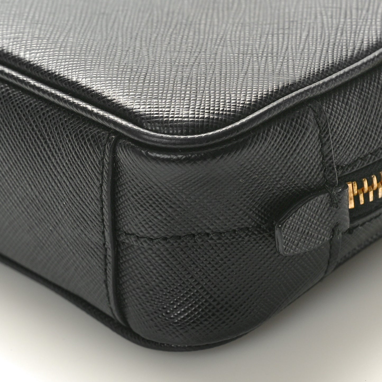 Vitello Daino Medium Double Zip Shoulder Bag Black