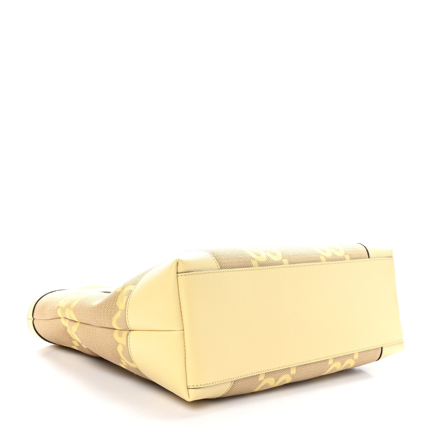 Monogram Jumbo GG Textured Dollar Calfskin Medium Ophidia Shopping Tote Beige Yellow