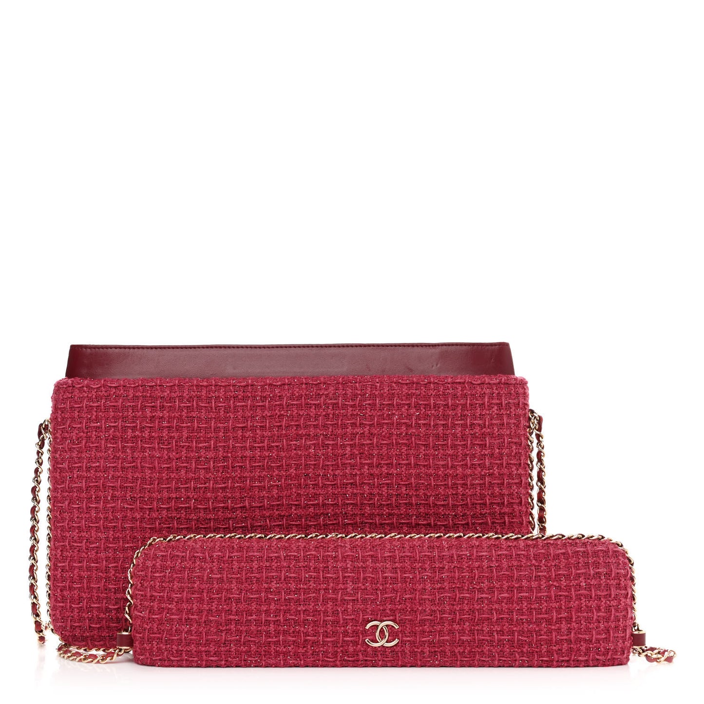 Tweed Chain Around Tablet Holder Crossbody Pink