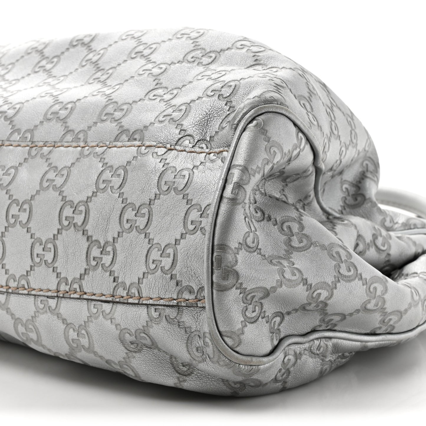 Metallic Guccissima Medium Sukey Tote Silver