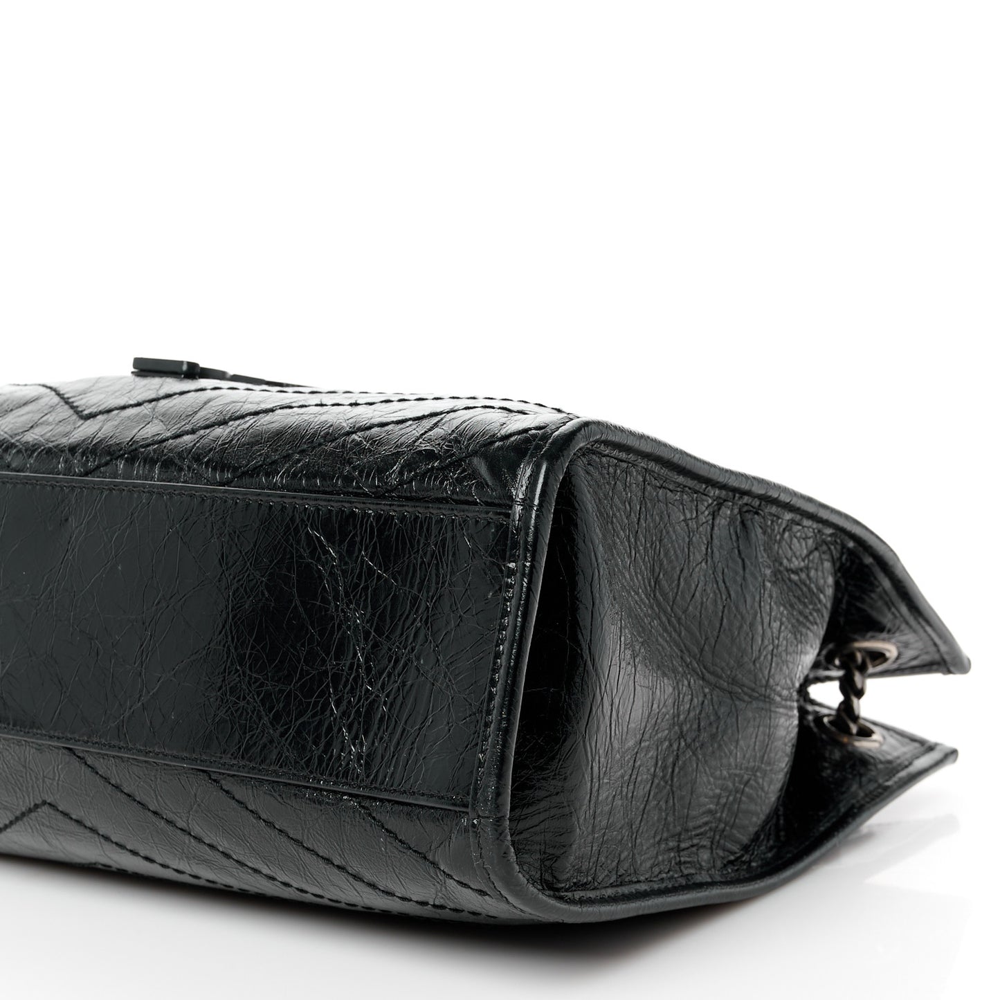 Crinkled Calfskin Matelasse Monogram Medium Niki Shopper Tote Black