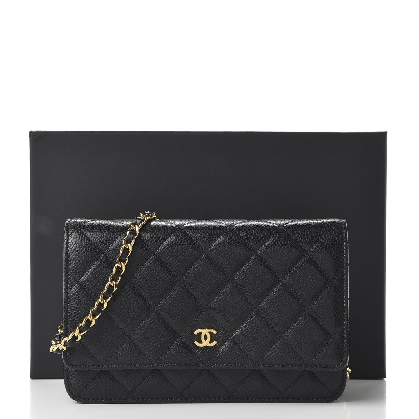 Caviar Quilted Wallet On Chain WOC Black
