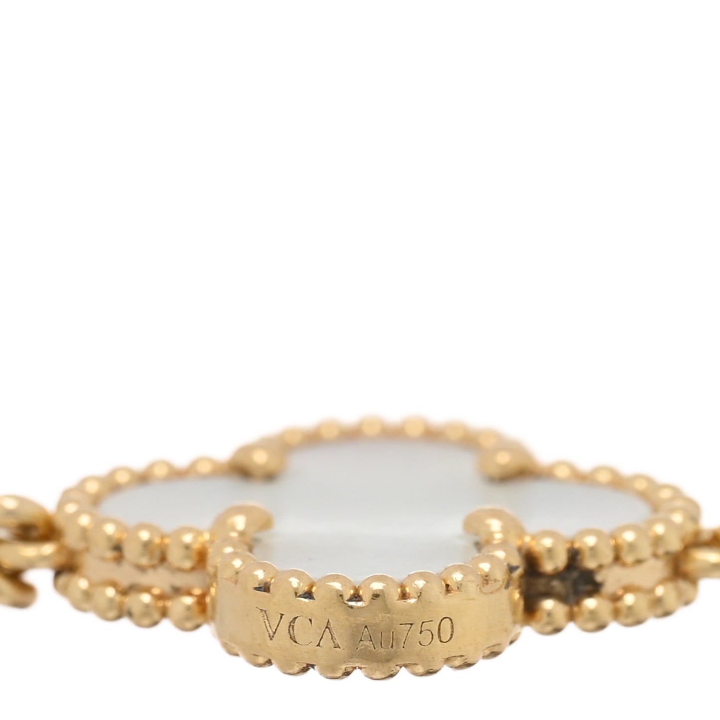 18K Yellow Gold Mother of Pearl 5 Motifs Vintage Alhambra Bracelet