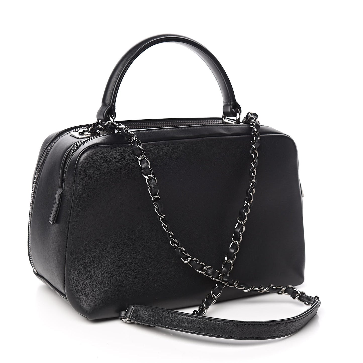 Calfskin Small Trendy CC Bowling Bag Black