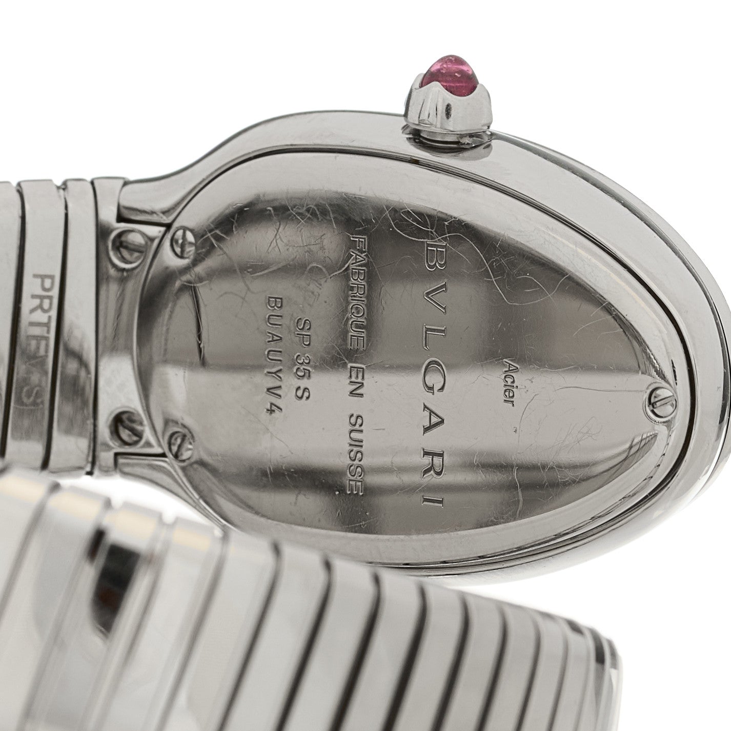 Stainless Steel Diamond Bezel 35mm Serpenti Tubogas Quartz Watch Black