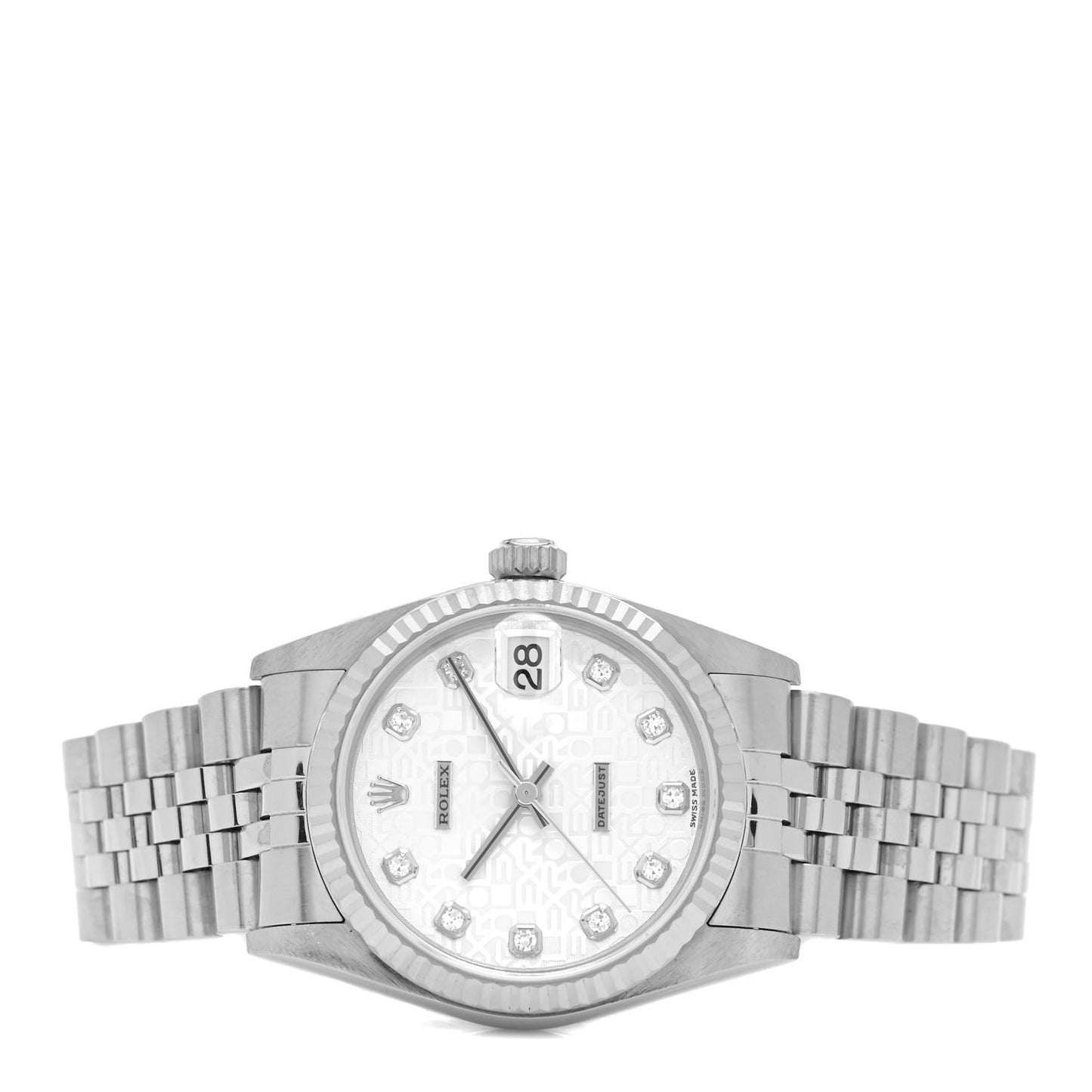 Stainless Steel 18K White Gold Diamond 31mm Oyster Perpetual Datejust Watch Silver Jubilee 78274