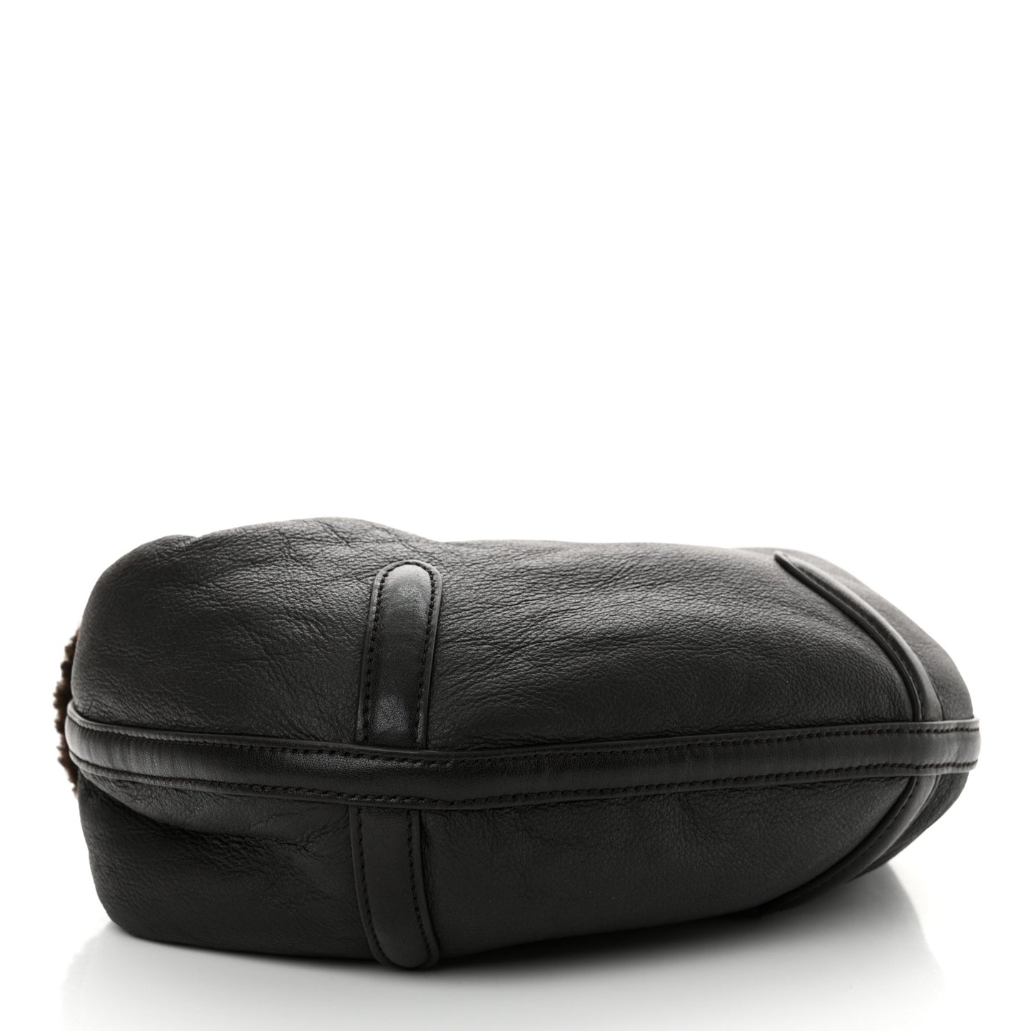 Calfskin Shearling Aviator Mini Jodie Dark Brown Fondant