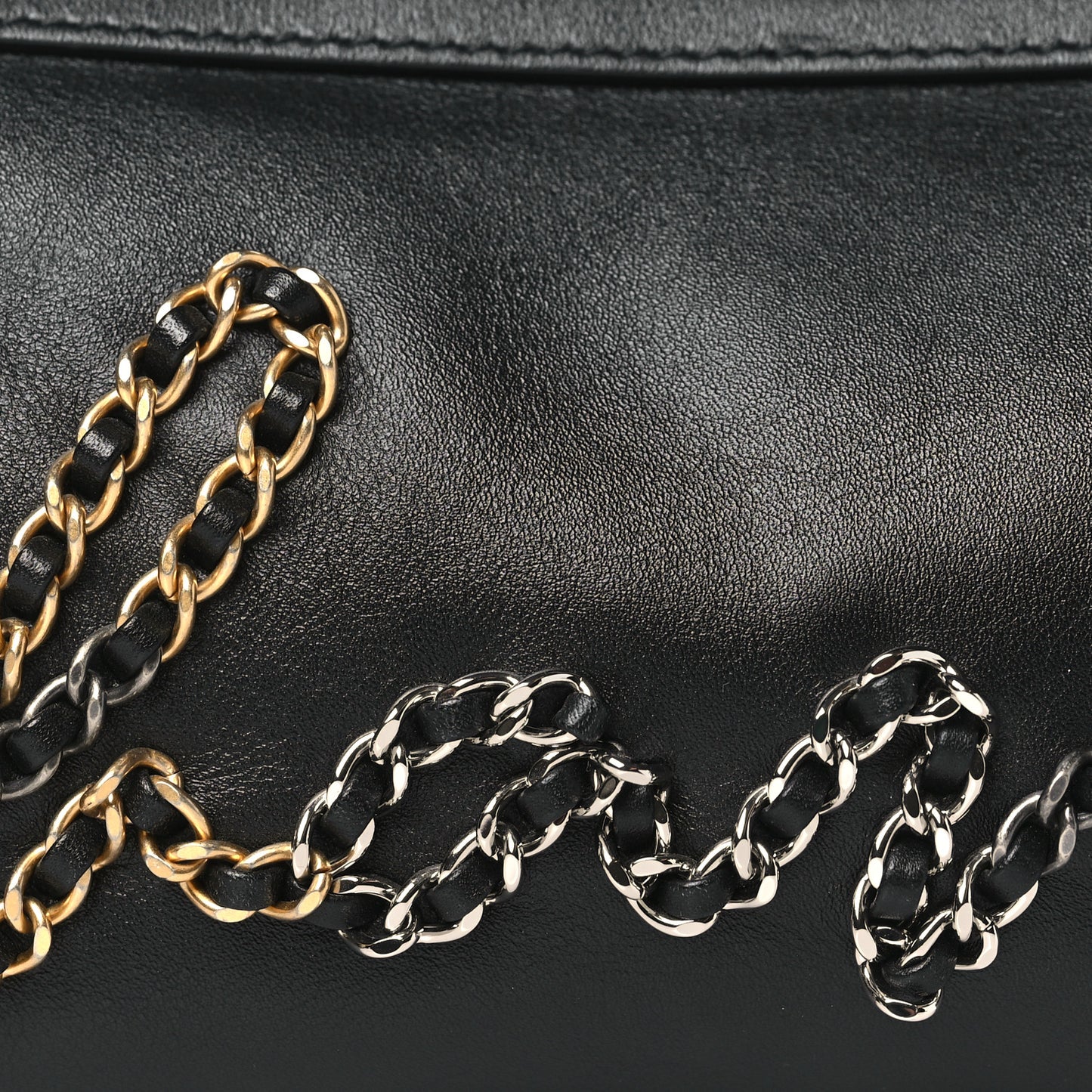 Calfskin Chain 20s Signature Bowling Bag Black
