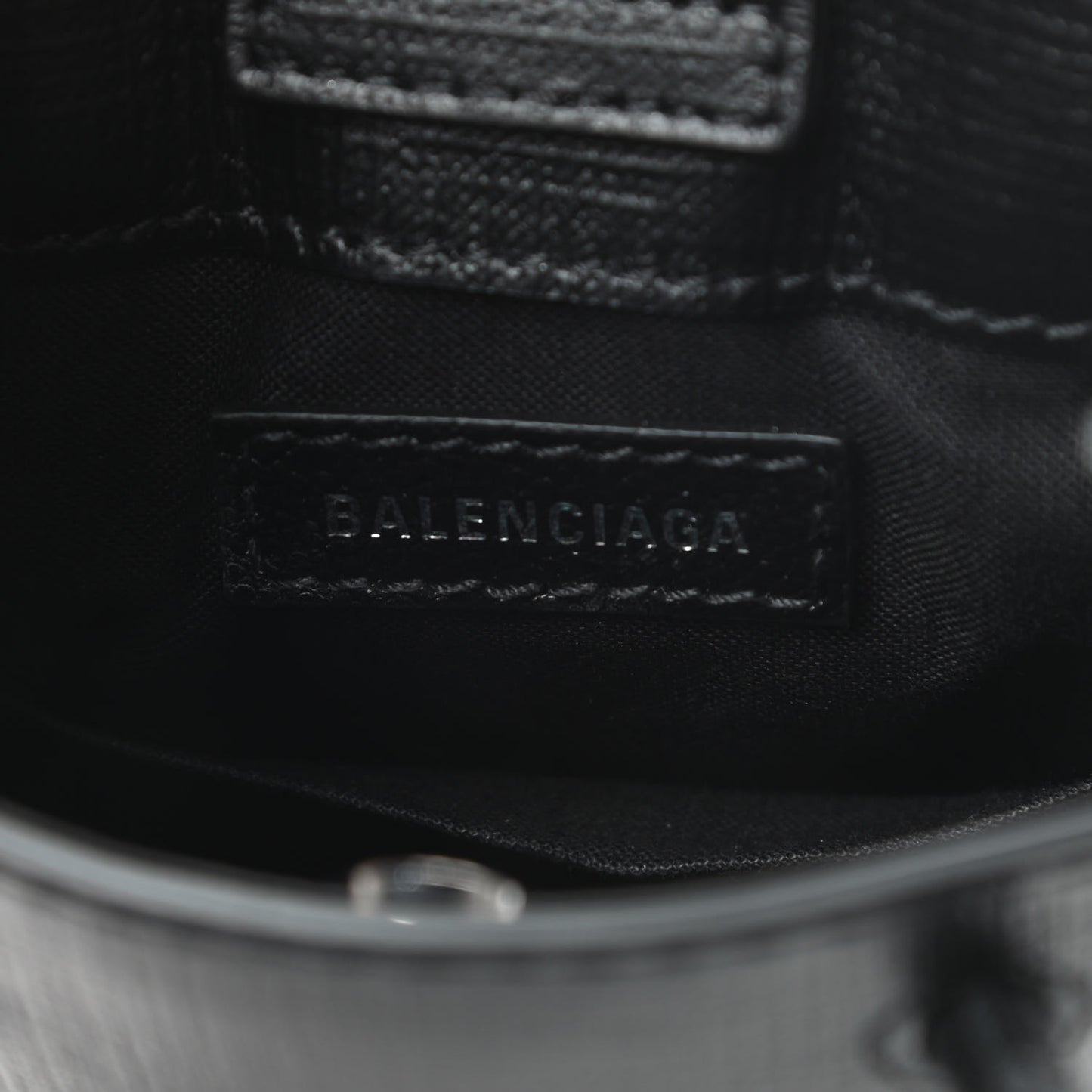 Squared Calfskin Logo Shopping Phone Holder Bag Black