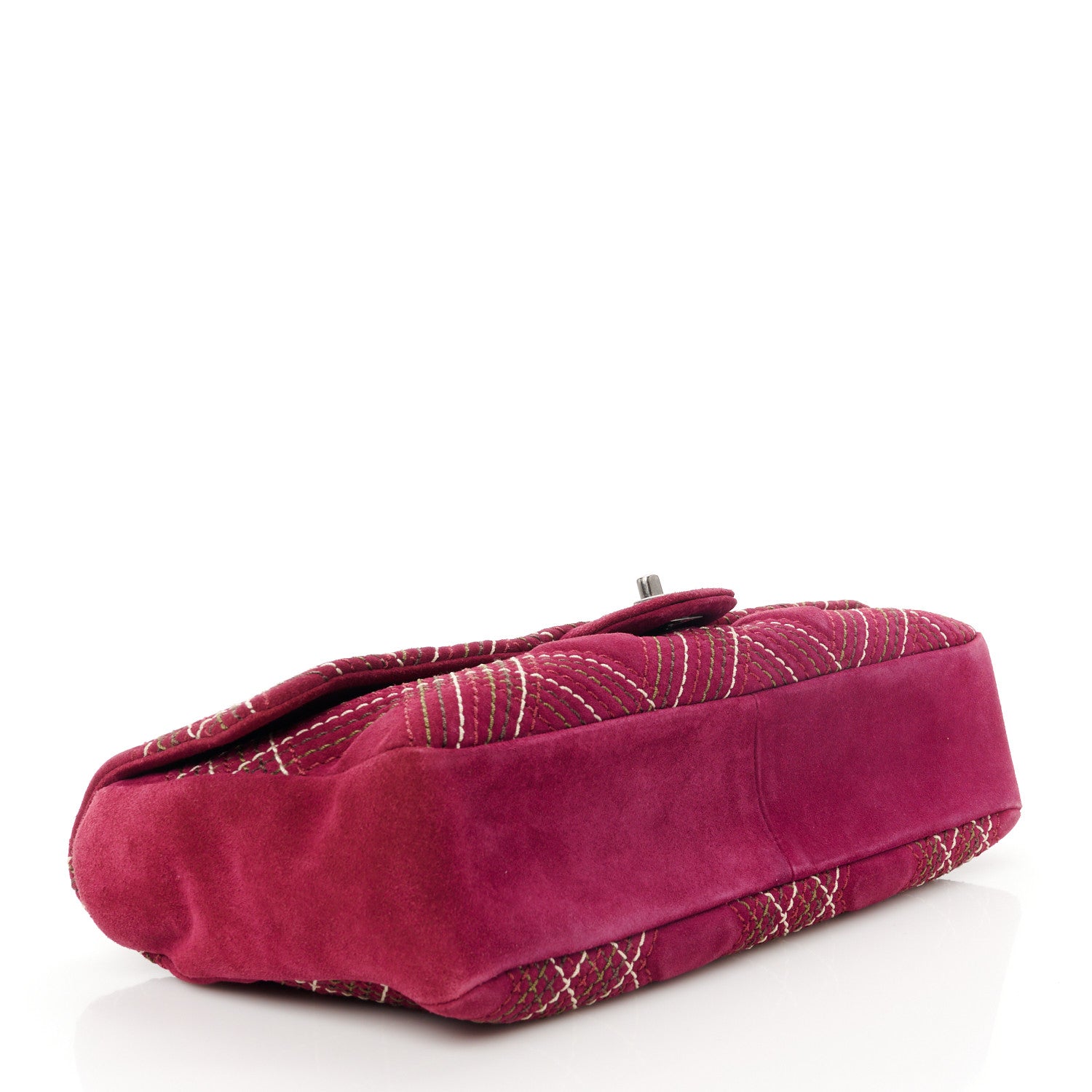 Chanel Suede Stitched Jumbo Saltire Single Flap Purple 4 of 11