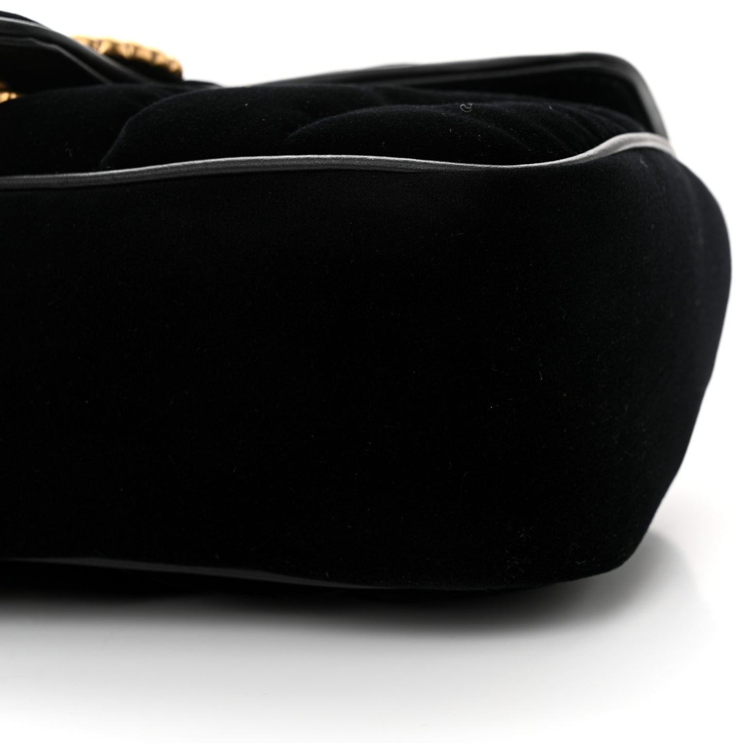 Velvet Matelasse Double G Studs Small Torchon GG Marmont Shoulder Bag Black