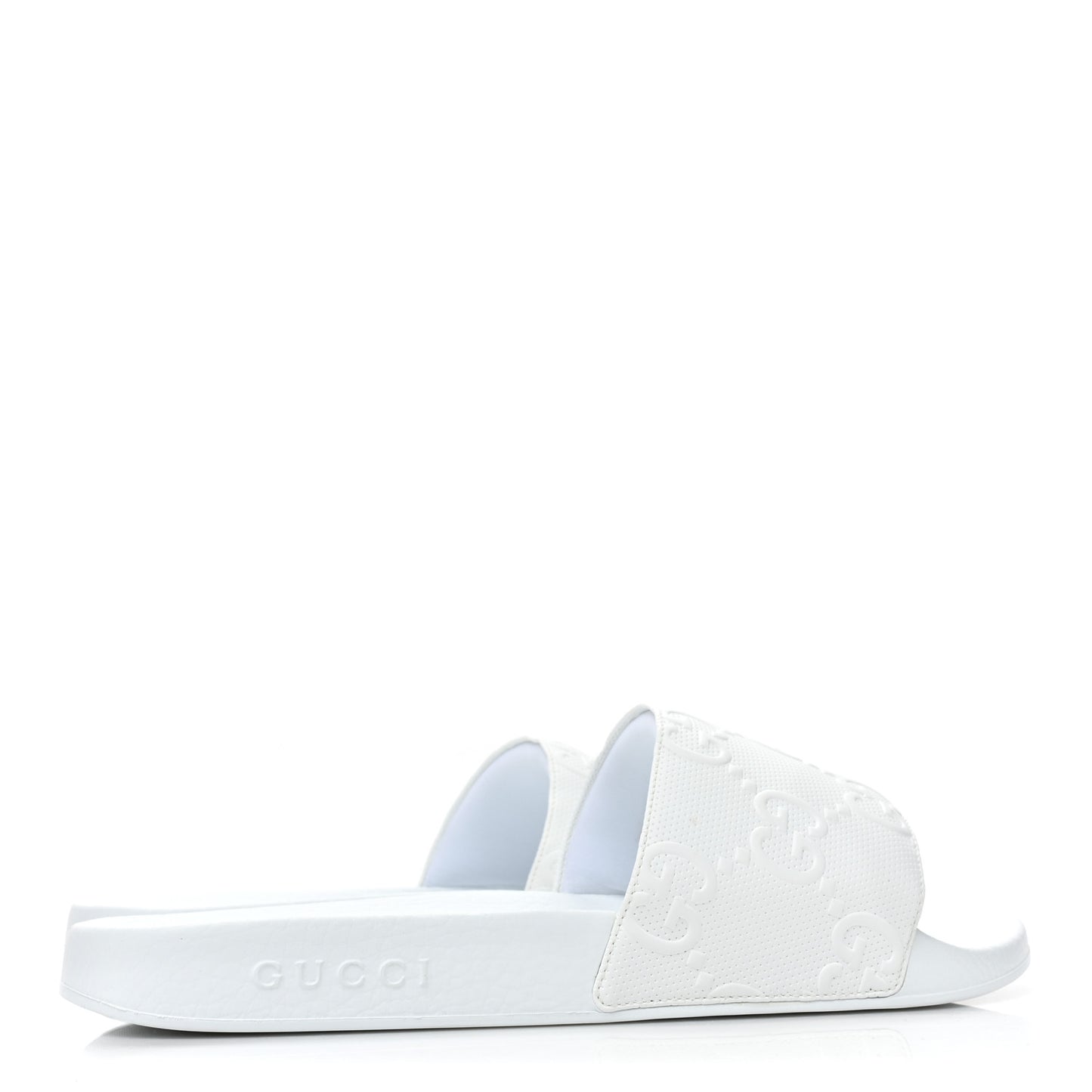 Rubber GG Monogram Mens Slide Sandals 10 White