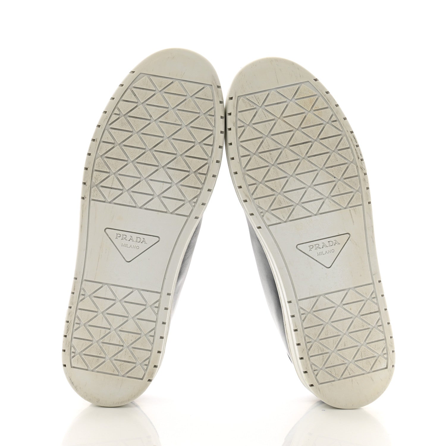 Prada Vitello Soft Metal Triangle Logo Womens Edge Low Top 30mm Sneakers 39 Black White 6 of 8