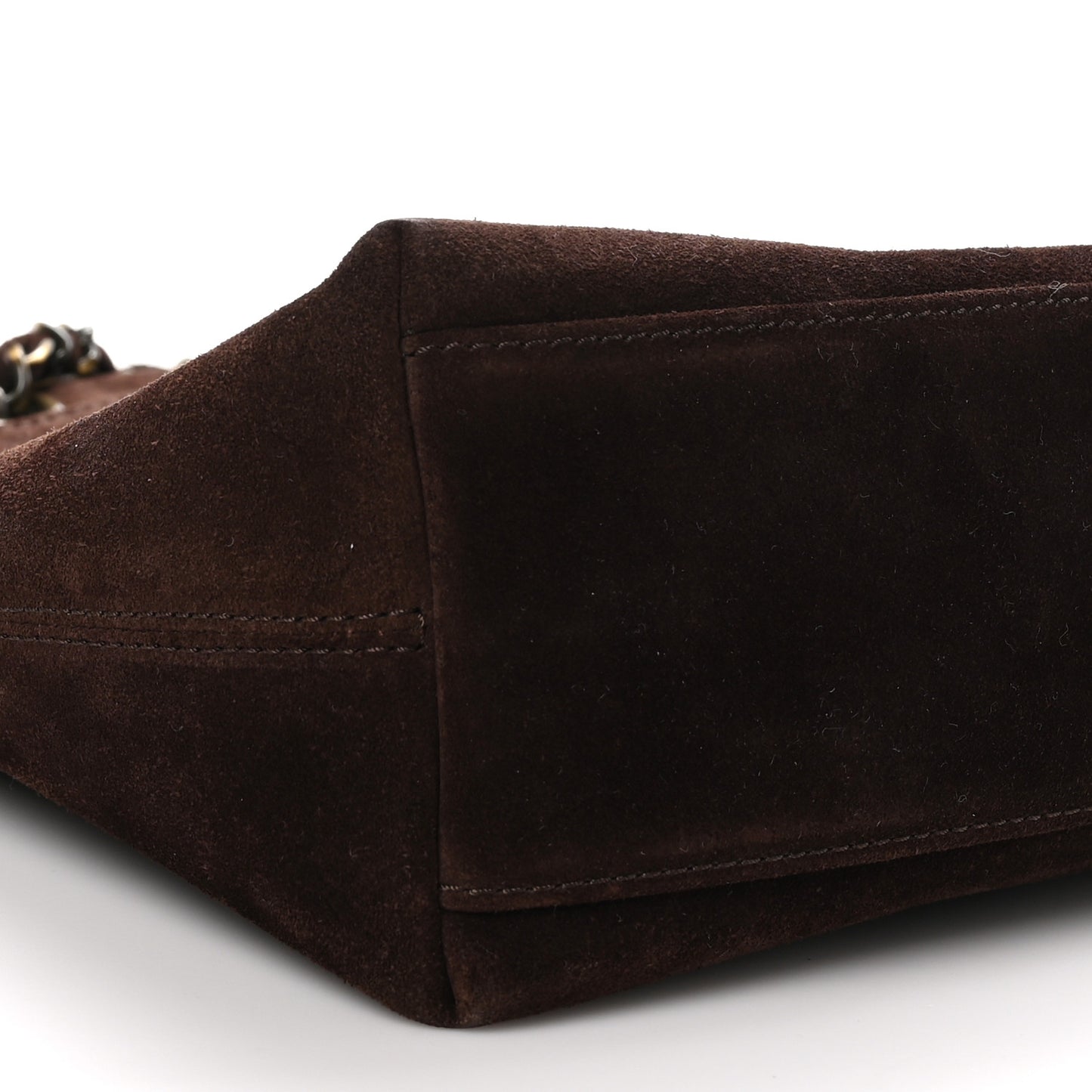 Suede Shopping Chain Tote Brown